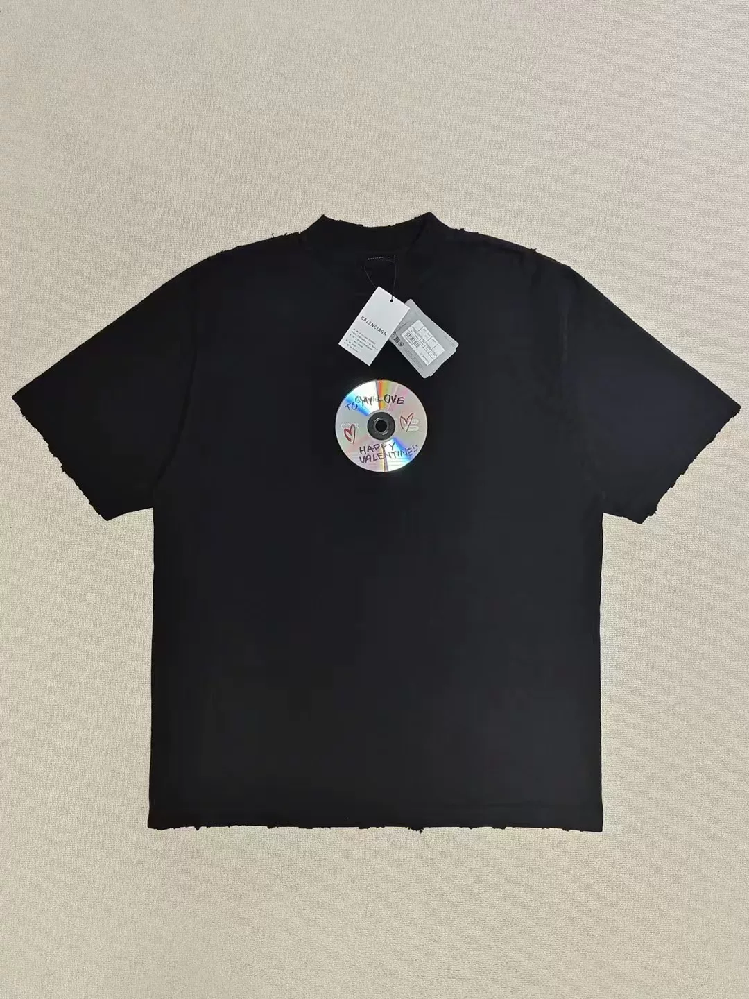 Balenciaga 24SS CD Valentine Distressed T-shirt