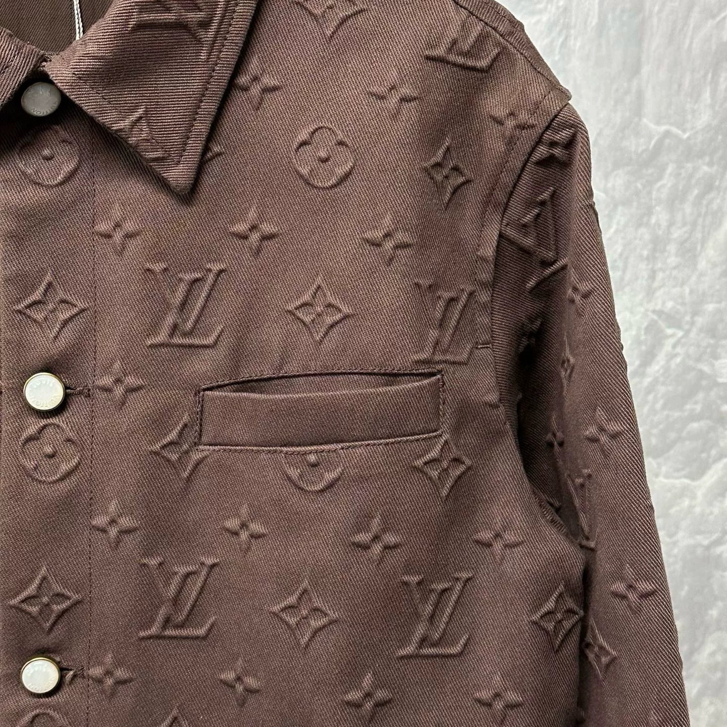 Louis Vuitton SS25 Embossed Monogram Denim Jacket — detail
