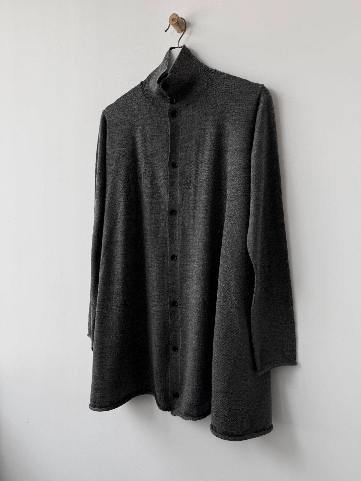 Yohji Yamamoto Stand Collar Wool Cardigan — detail