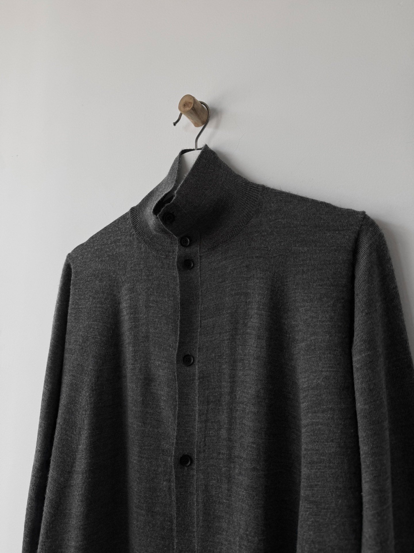 Yohji Yamamoto Stand Collar Wool Cardigan — front
