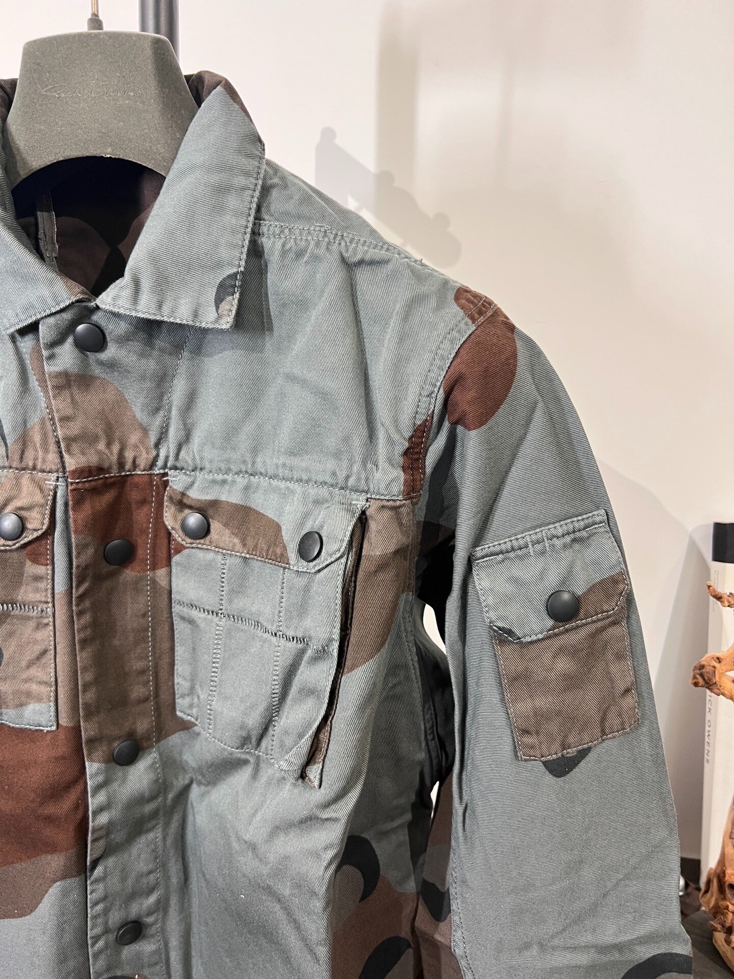 Boris Bidjan Saberi Camo Work Shirt Jacket — label