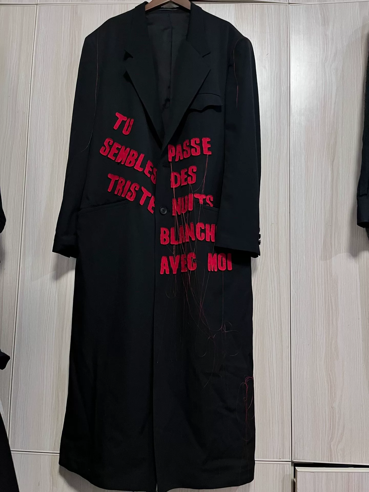 Yohji Yamamoto Black Red Text Coat