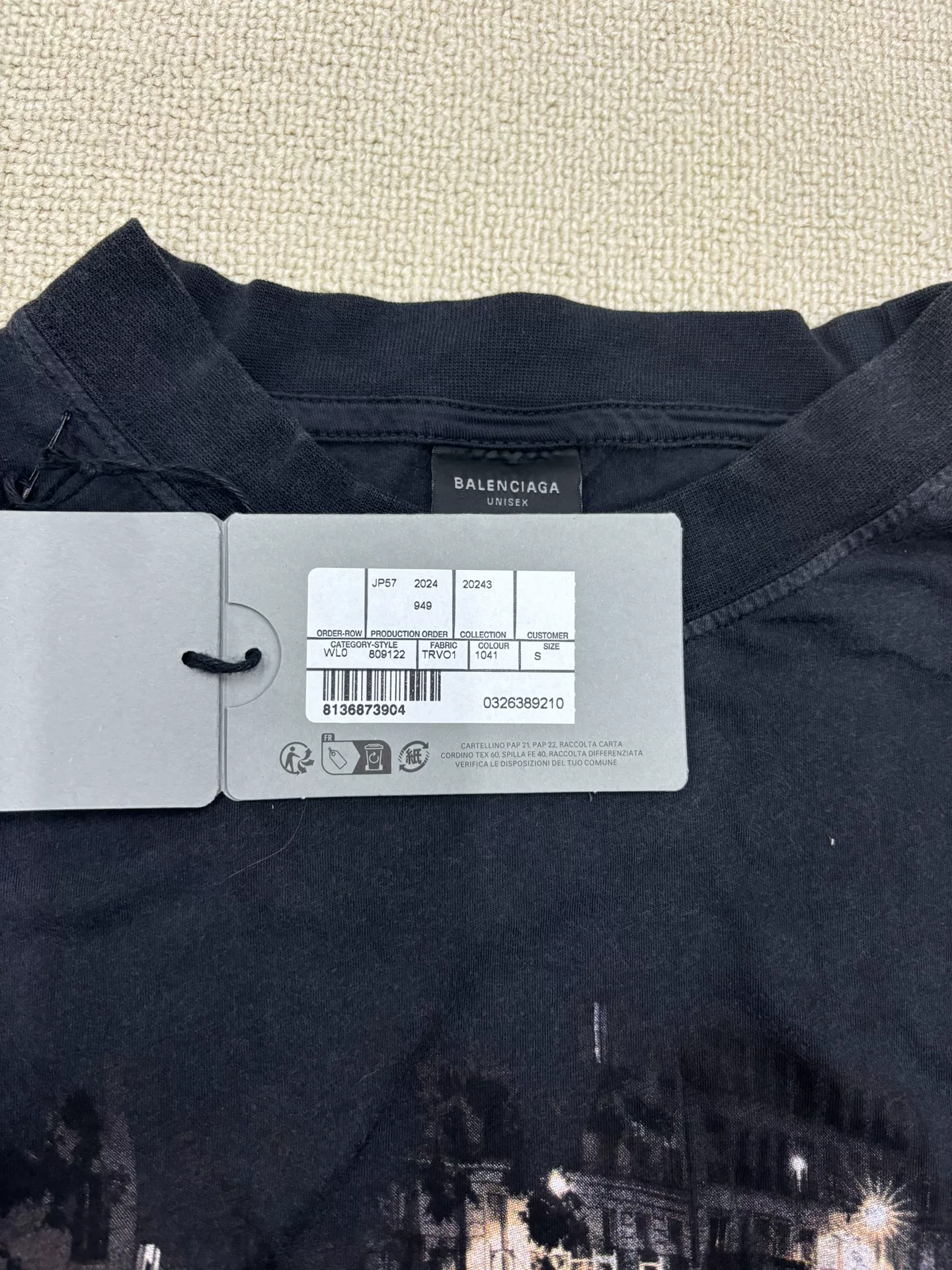 Balenciaga 24FW Paris Pigalle Night Scene Tee — detail
