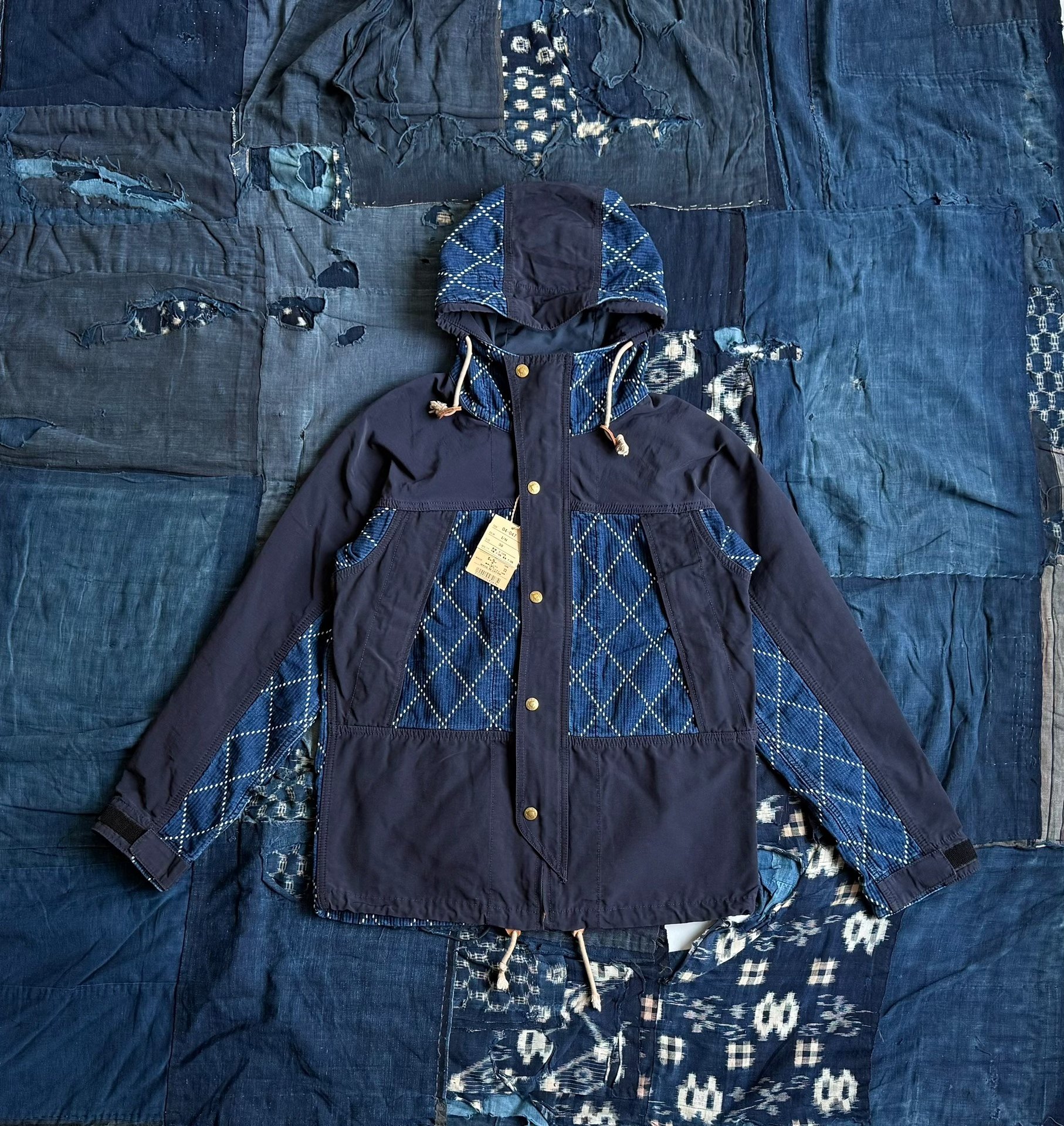 Studio D'Artisan Indigo Sashiko Trench Jacket