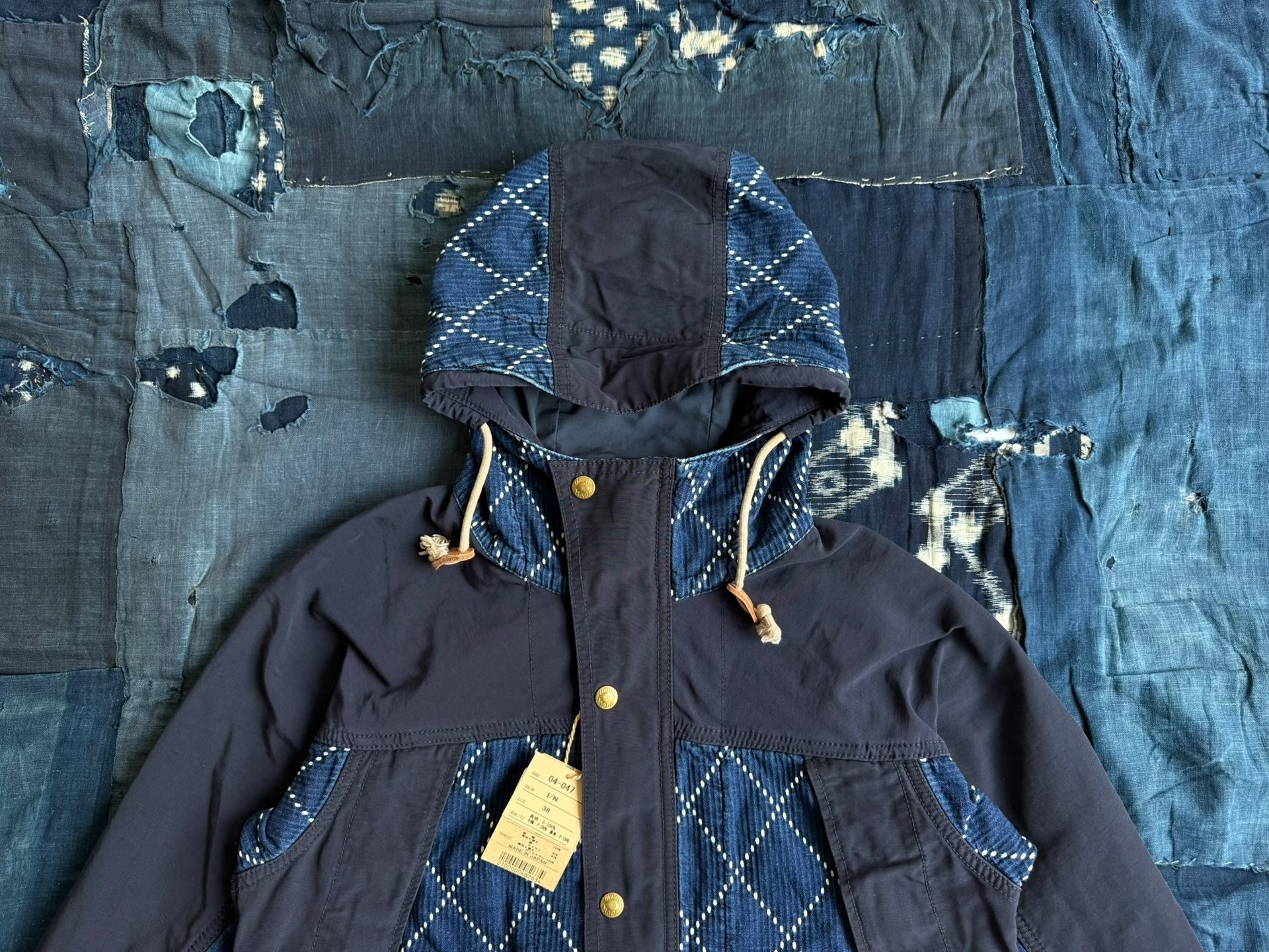 Studio D'Artisan Indigo Sashiko Trench Jacket — back
