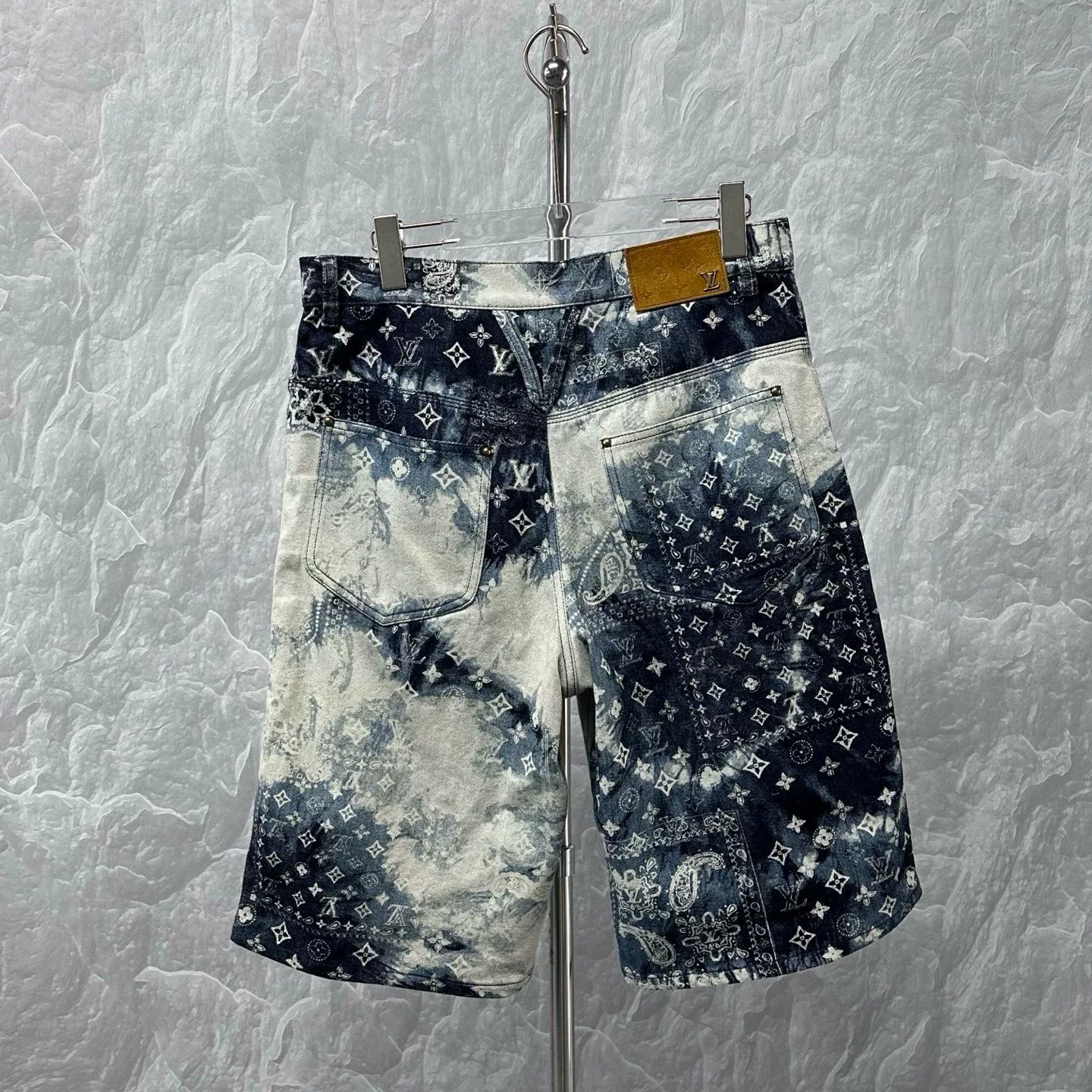 Louis Vuitton Bandana Print Denim Shorts — back