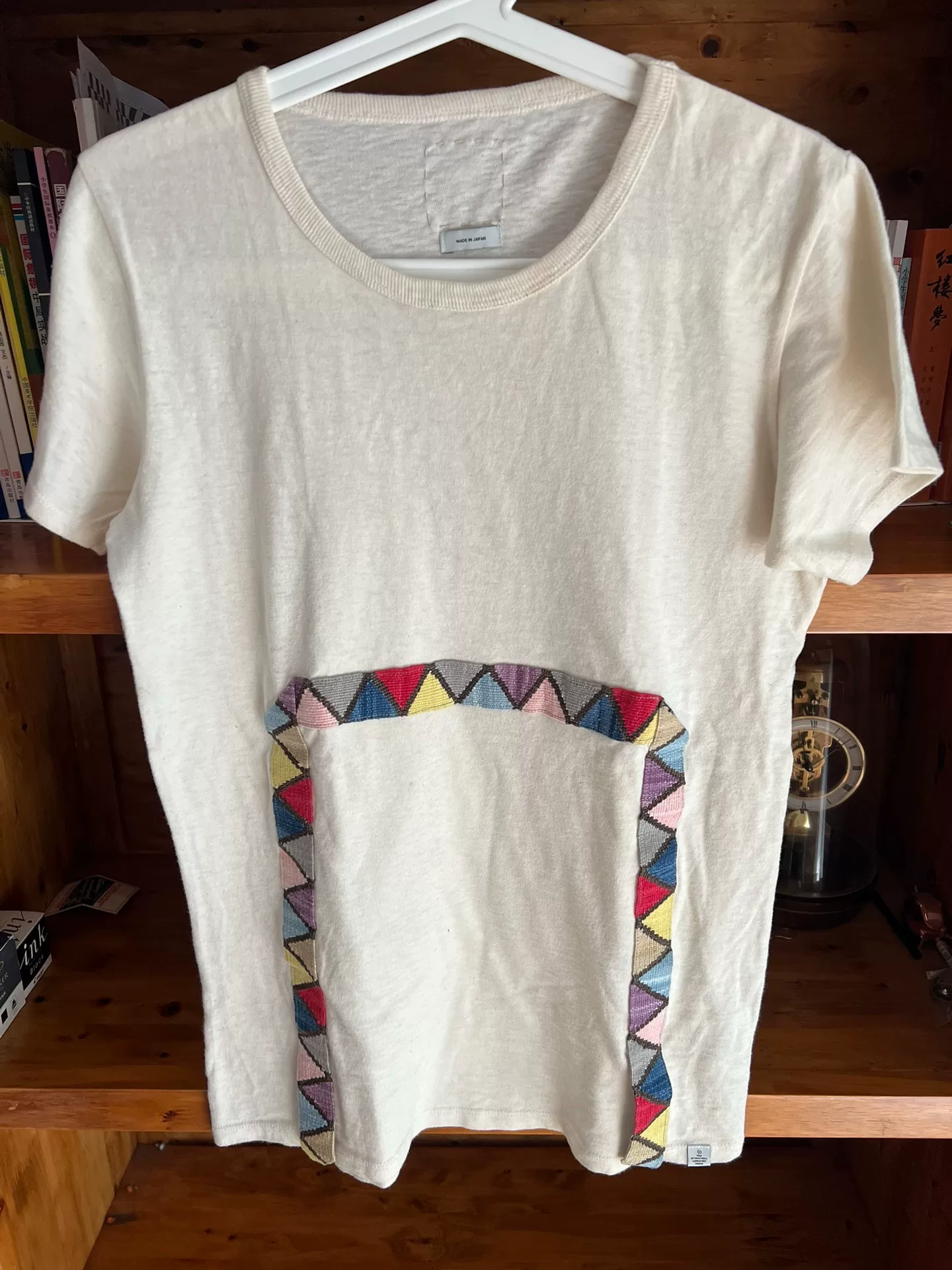 visvim Japanese Ethnic Webbing Beige T-shirt — back
