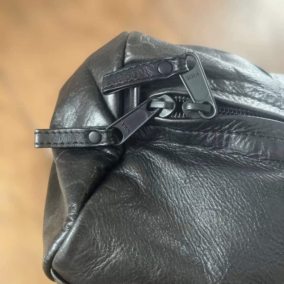 Porter Boston Black Leather Travel Bag — front