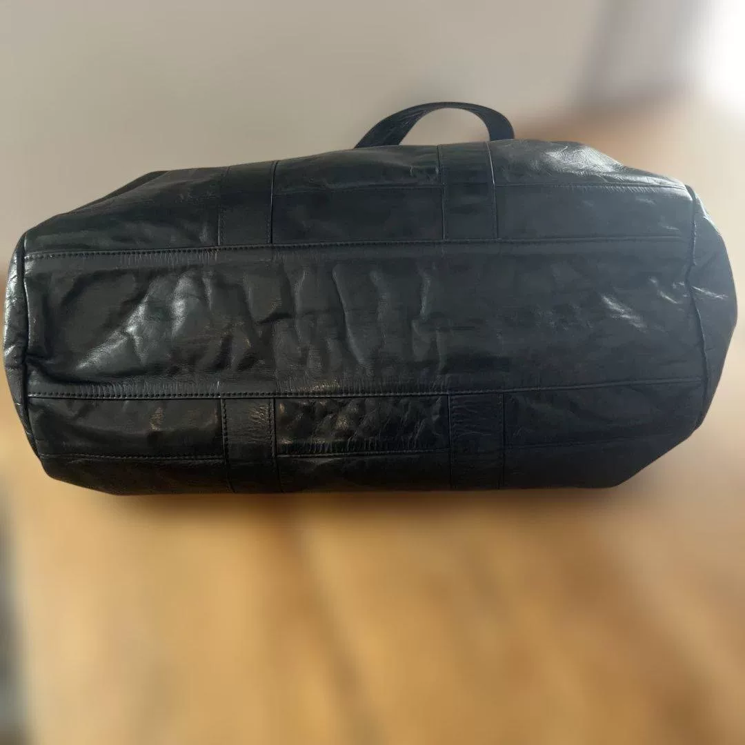 Porter Boston Black Leather Travel Bag — detail