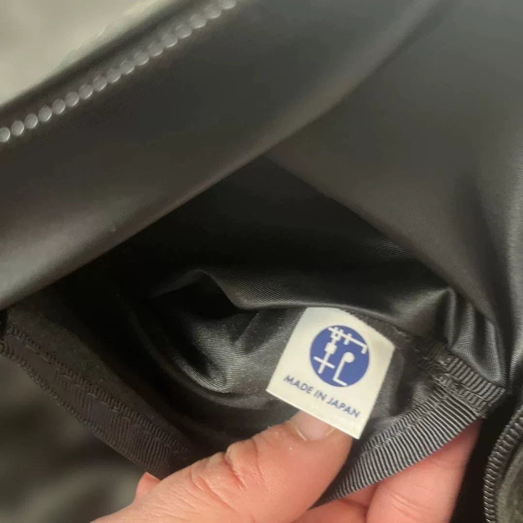 Porter Boston Black Leather Travel Bag — label