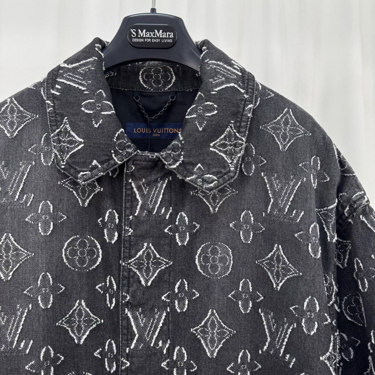 Louis Vuitton Black Denim Monogram Shirt — detail
