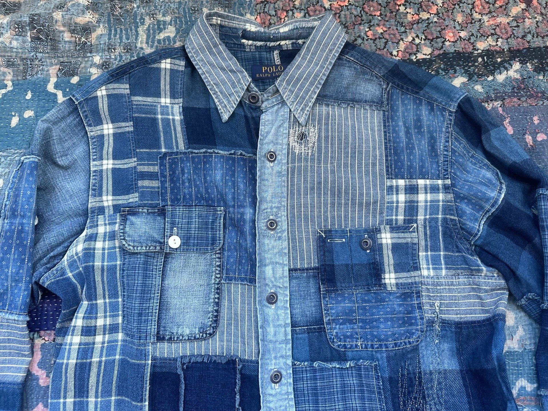 Polo Ralph Lauren Blue Patchwork Shirt — detail