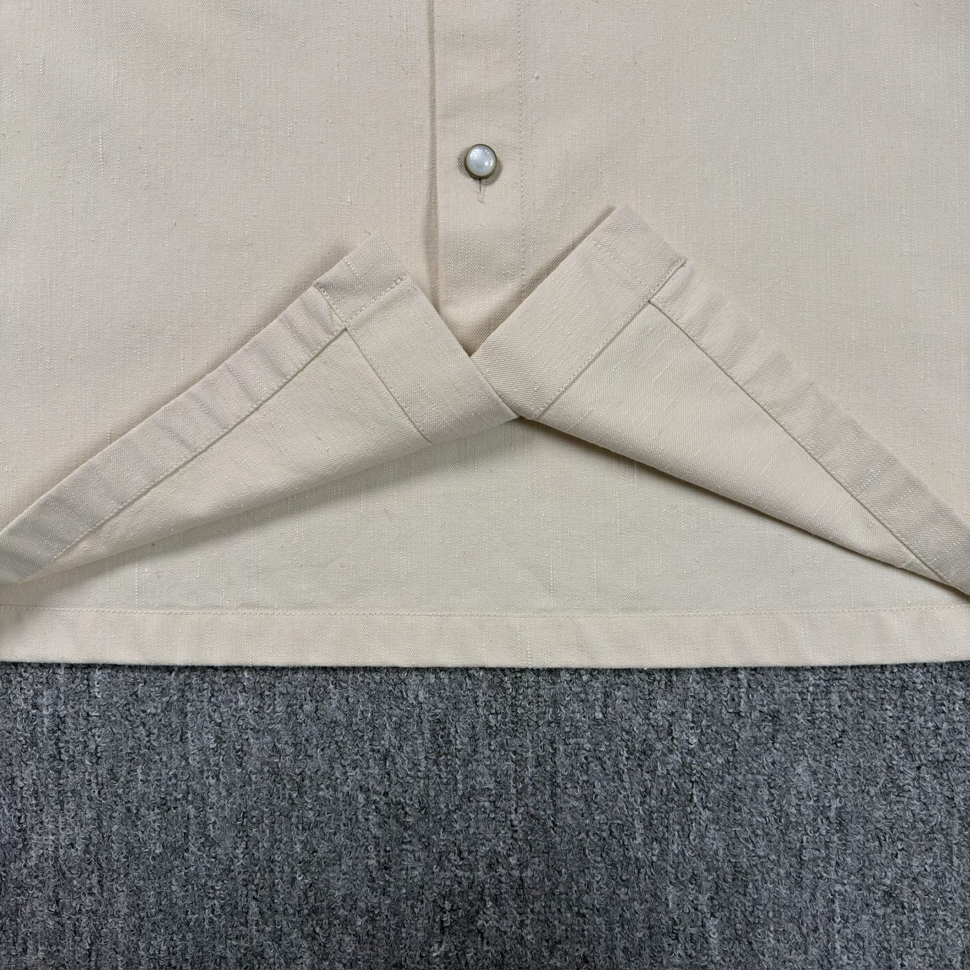 Louis Vuitton Beige Leather Logo Short-Sleeve Shirt — back