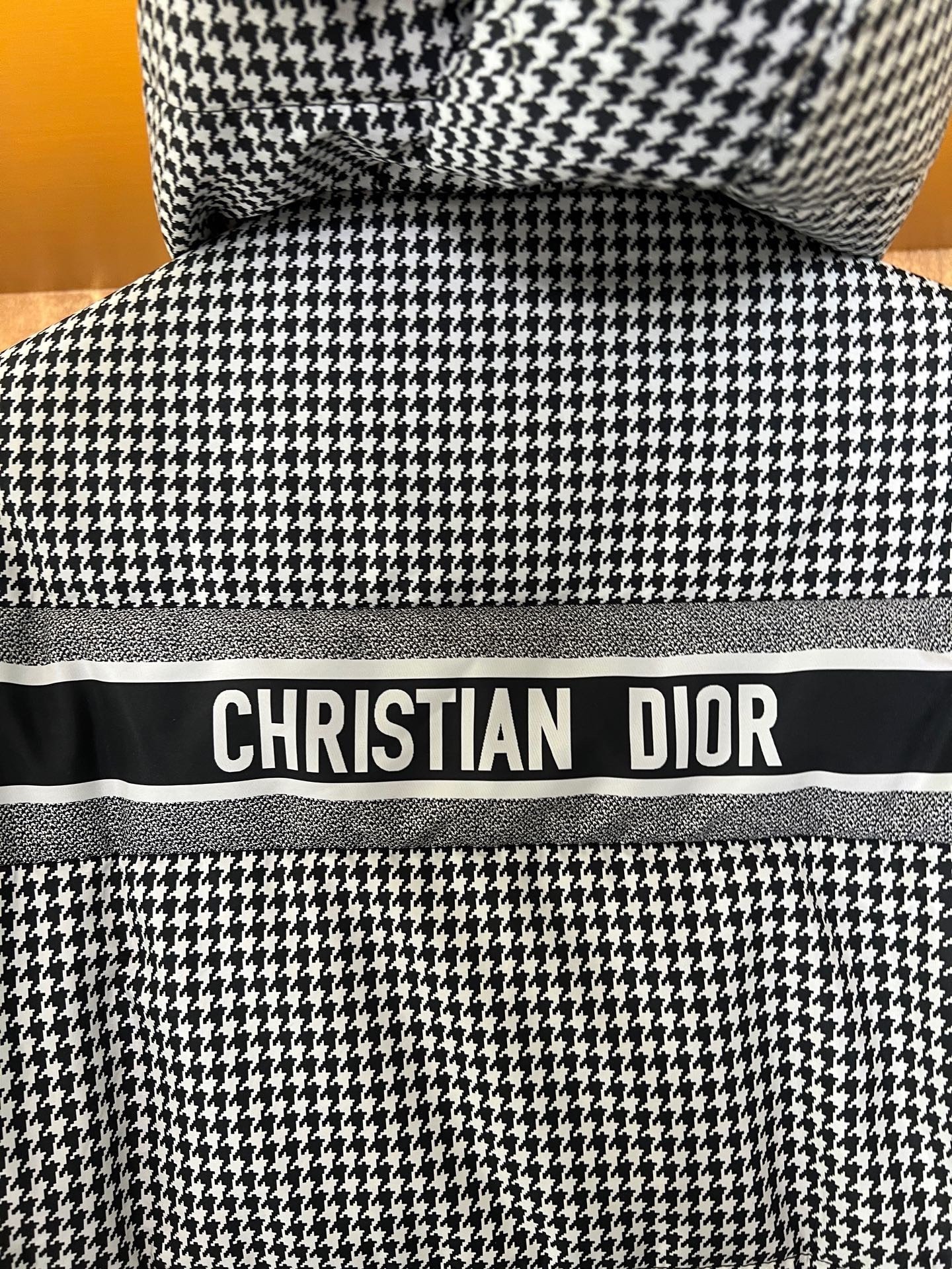 Dior Houndstooth Padded Coat — label