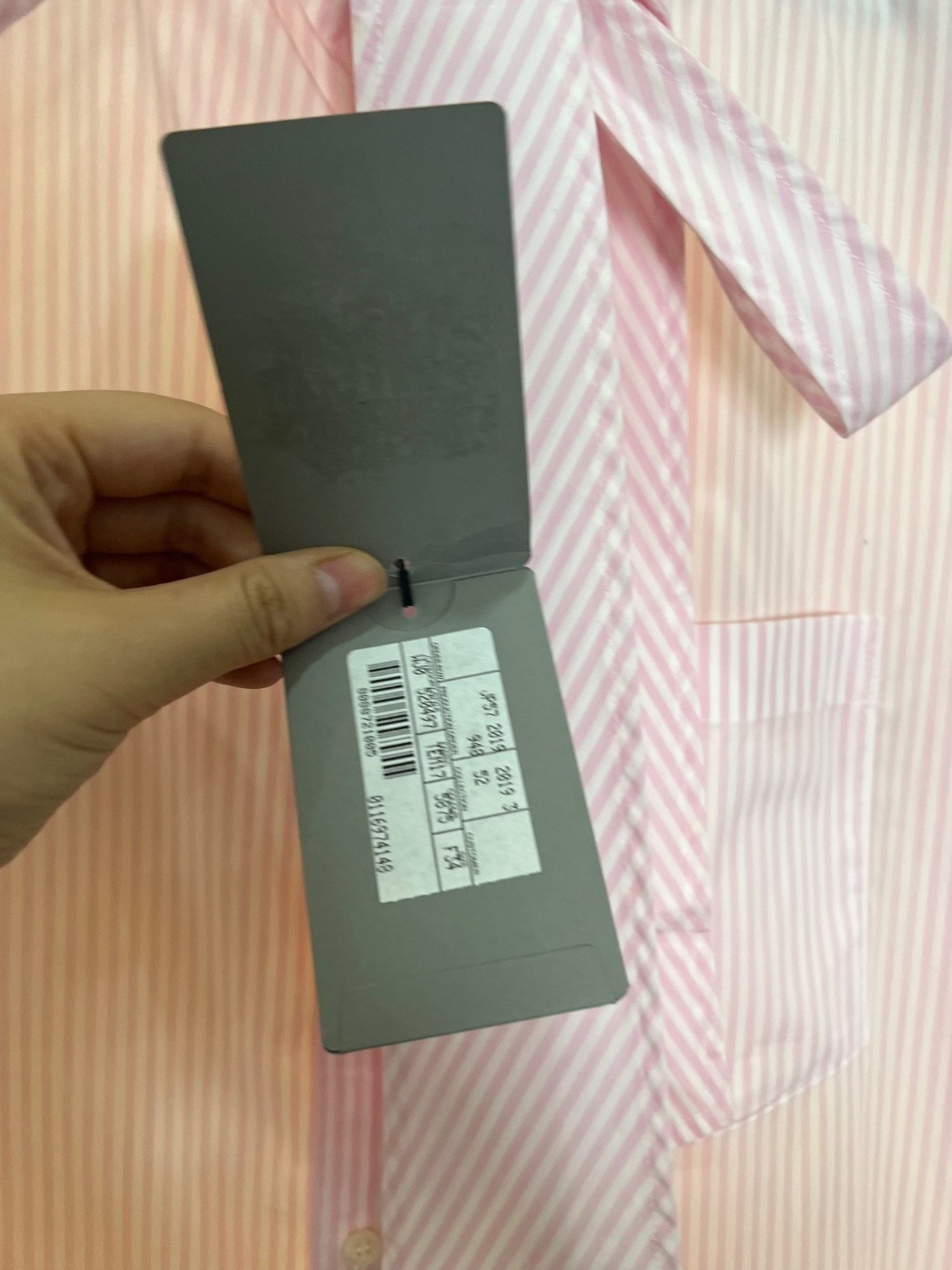 Balenciaga Pink Striped Back Logo Ribbon Shirt — back