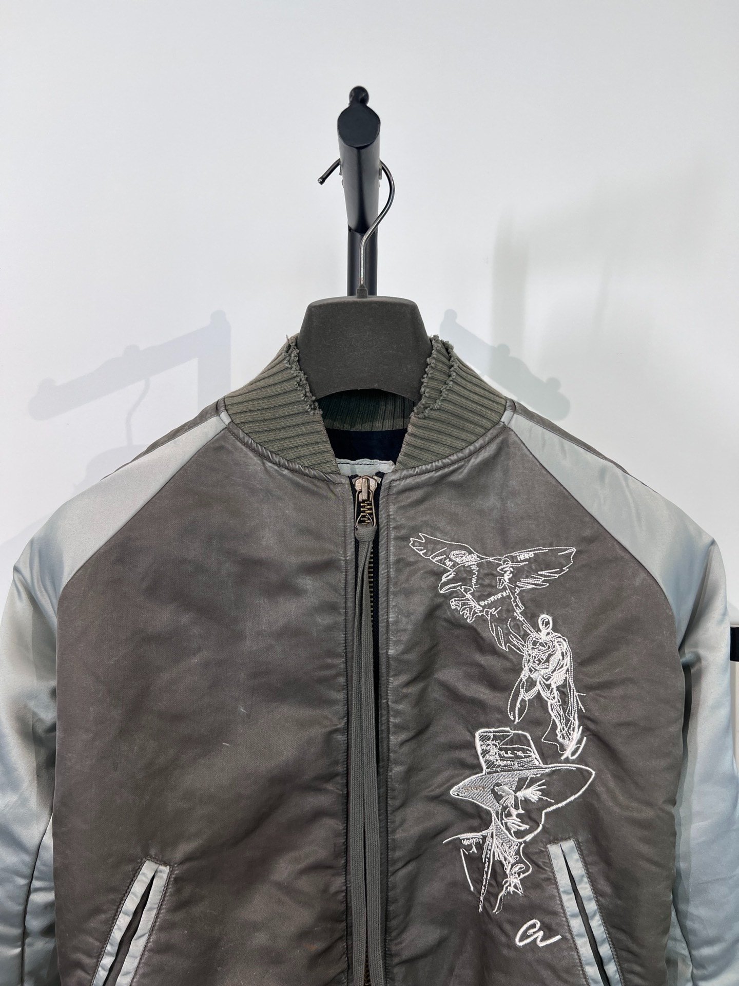 Greg Lauren Heavy Embroidery Baseball Jacket — detail