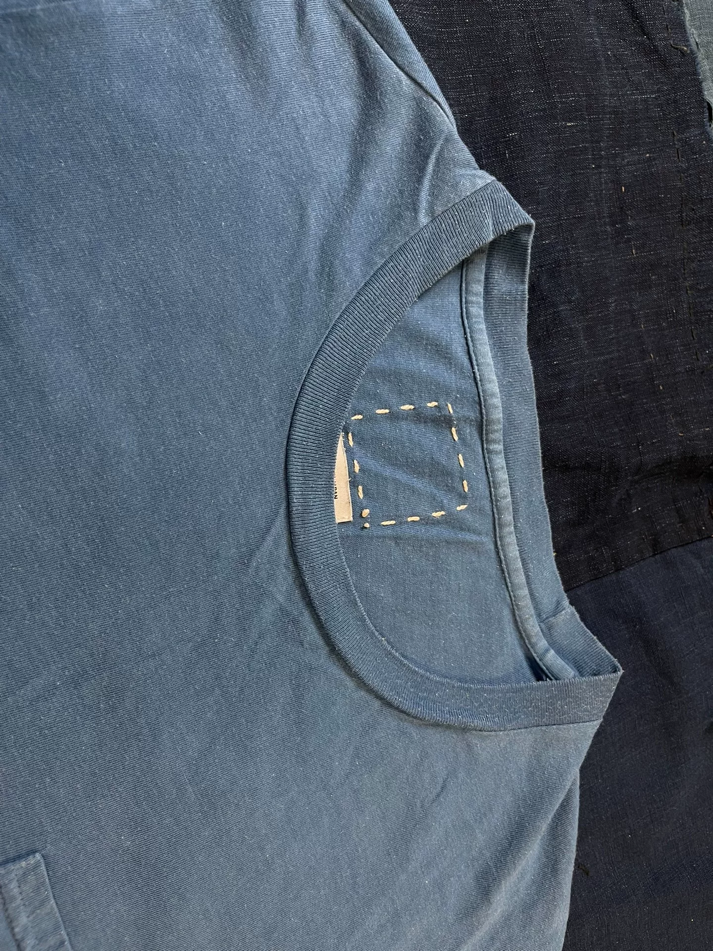 visvim 14AW Blue Short-Sleeve Chest Pocket Tee — detail