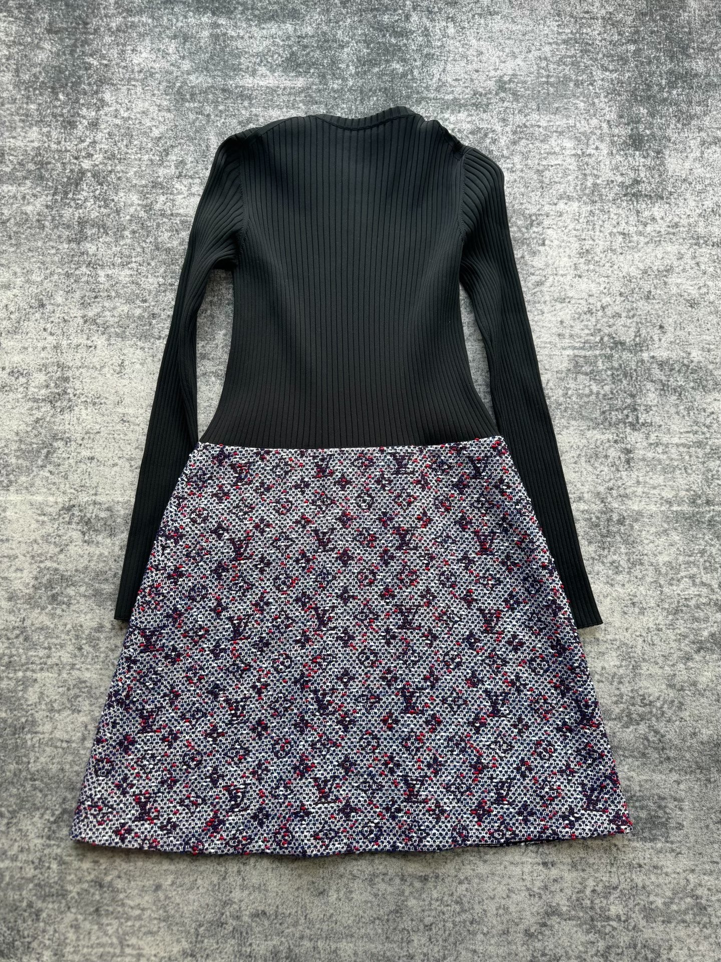 Louis Vuitton Knit Monogram Patchwork Zip Dress — front
