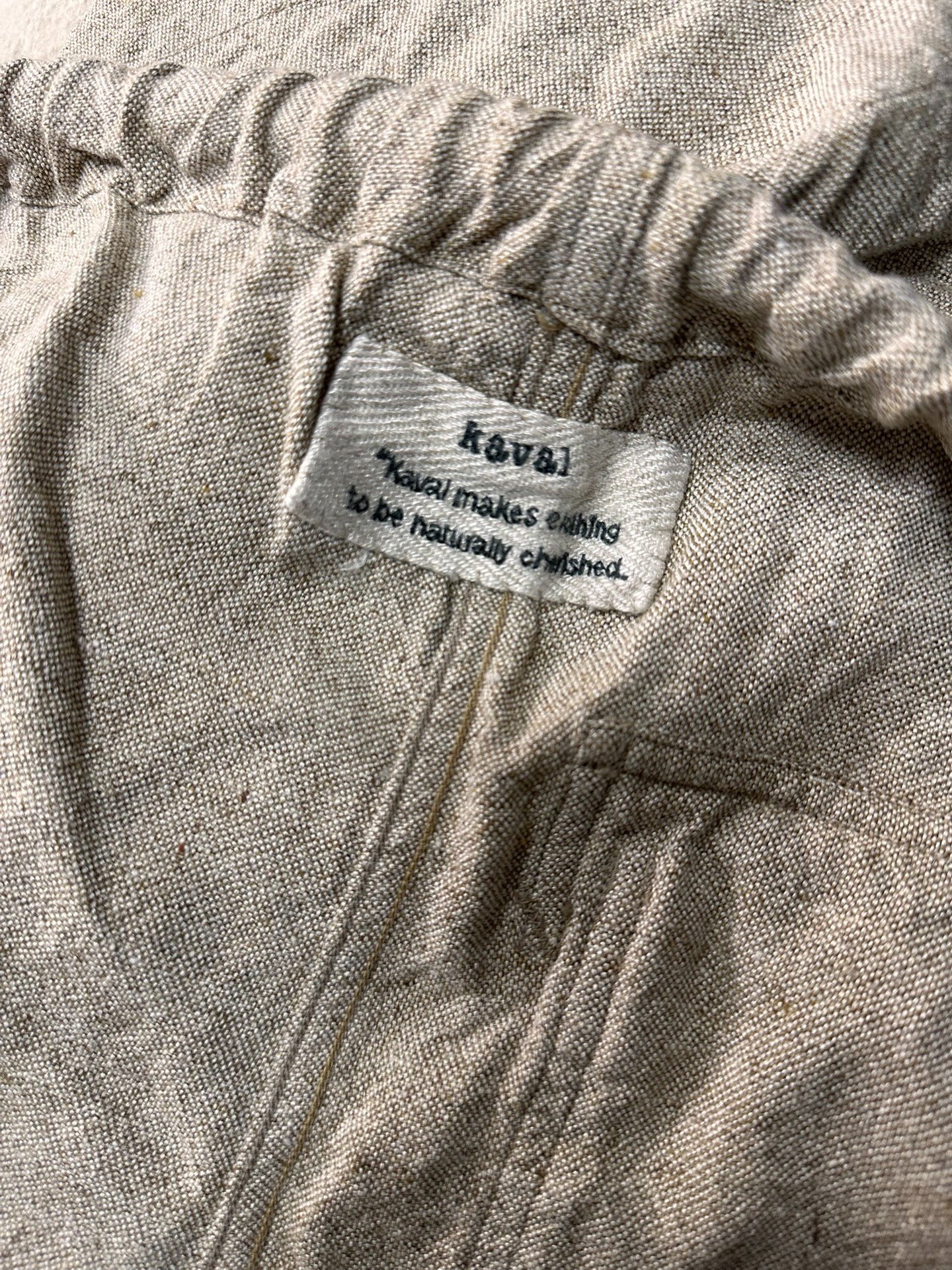 Kaval Linen Silk Drawstring Pants — label