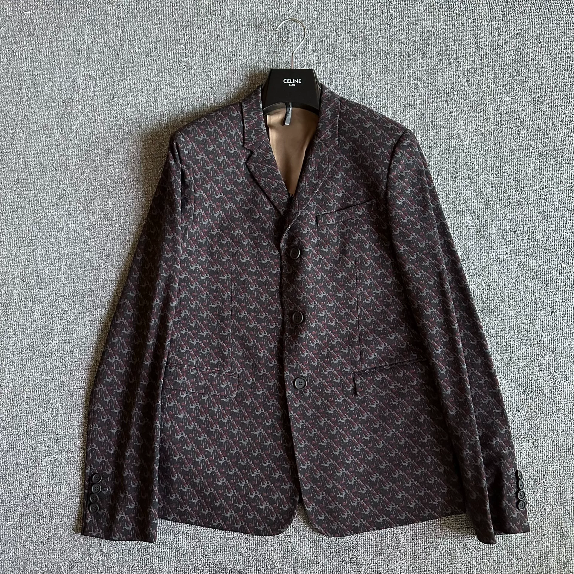 Dior Houndstooth Printed Suit Jacket