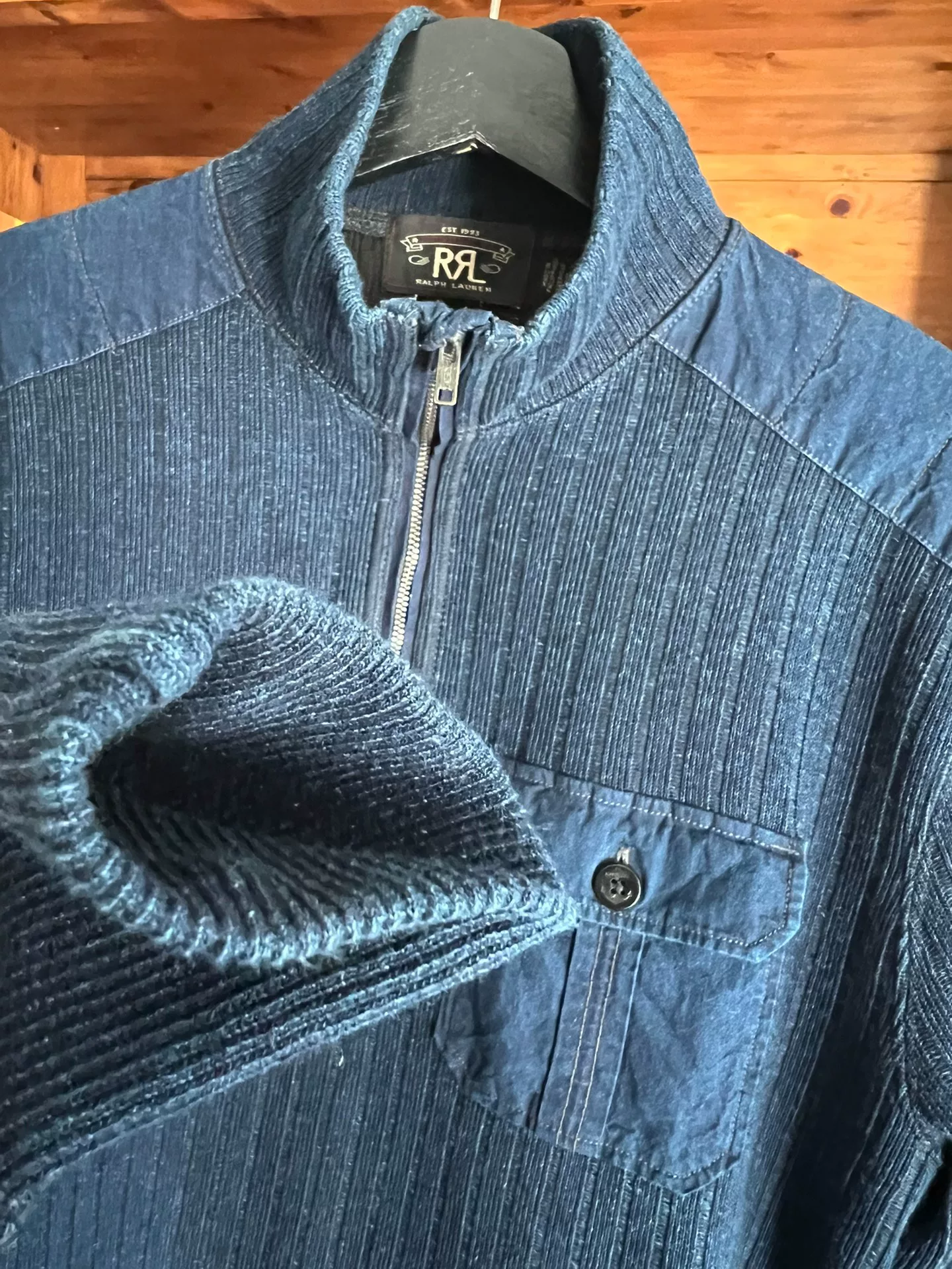 RRL Double RL Indigo Knit Pullover — detail