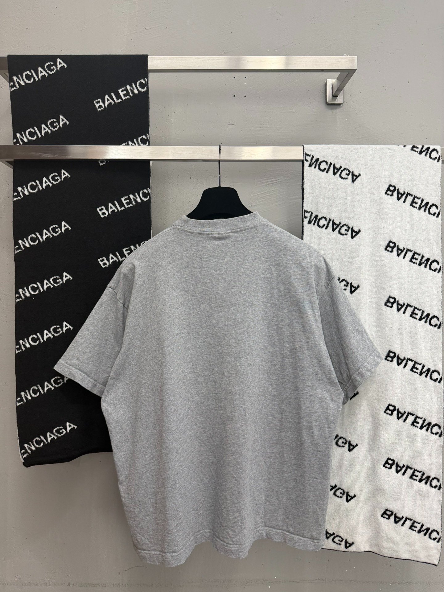 Balenciaga Gray Large Logo T-Shirt — back
