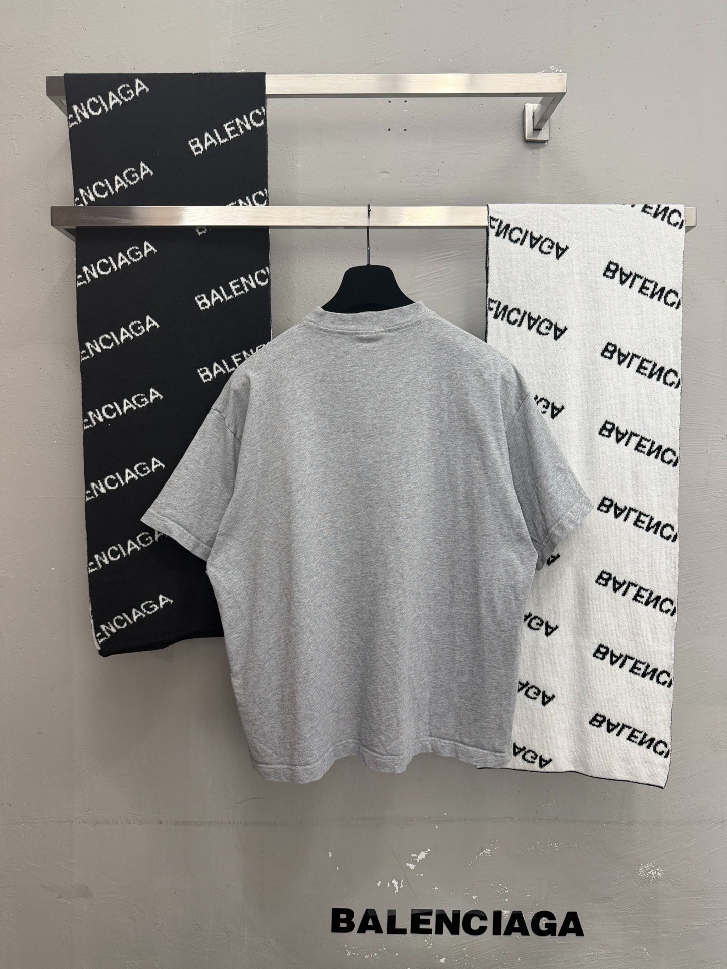 Balenciaga Gray Large Logo T-Shirt — front