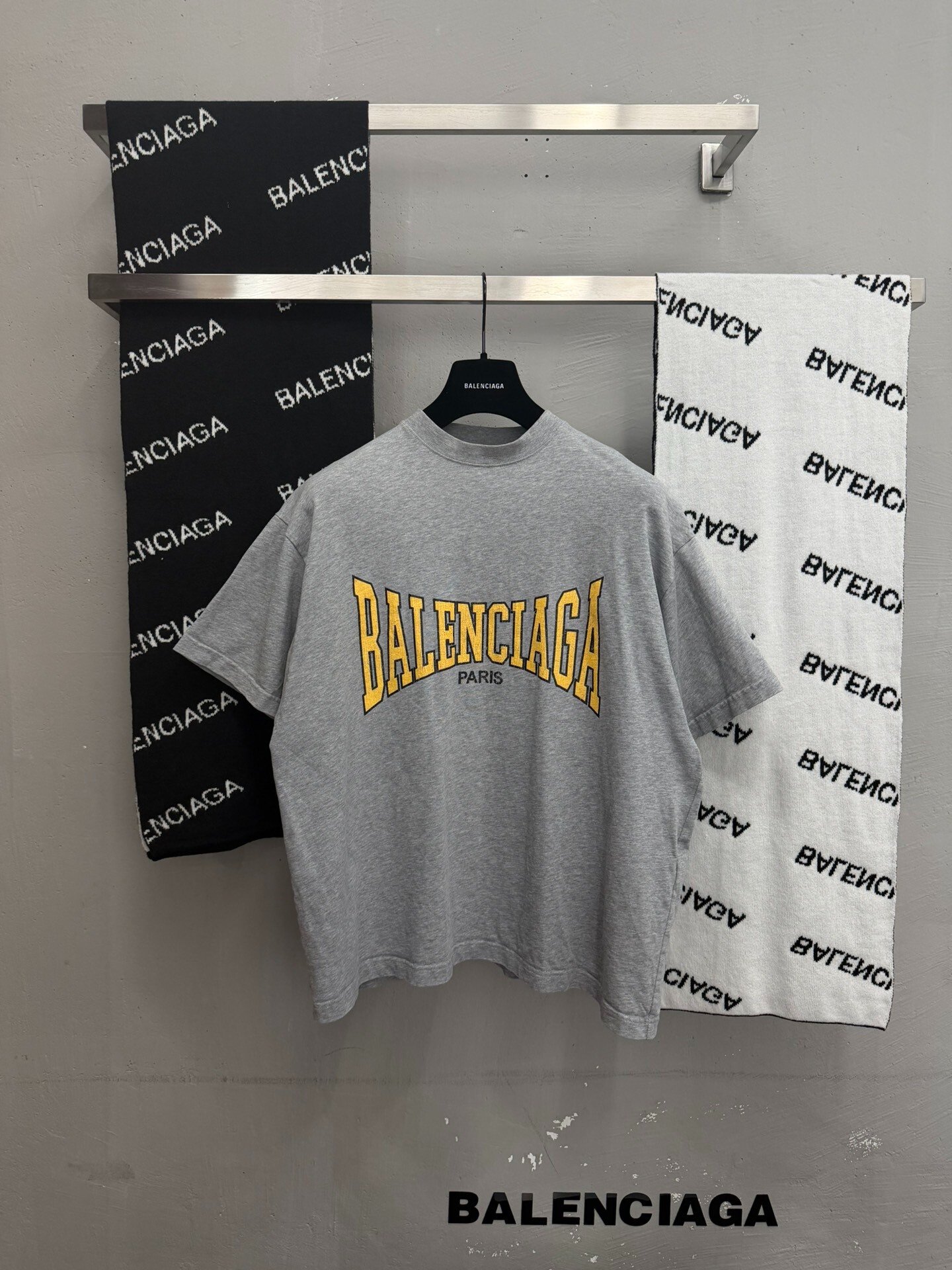 Balenciaga Gray Large Logo T-Shirt