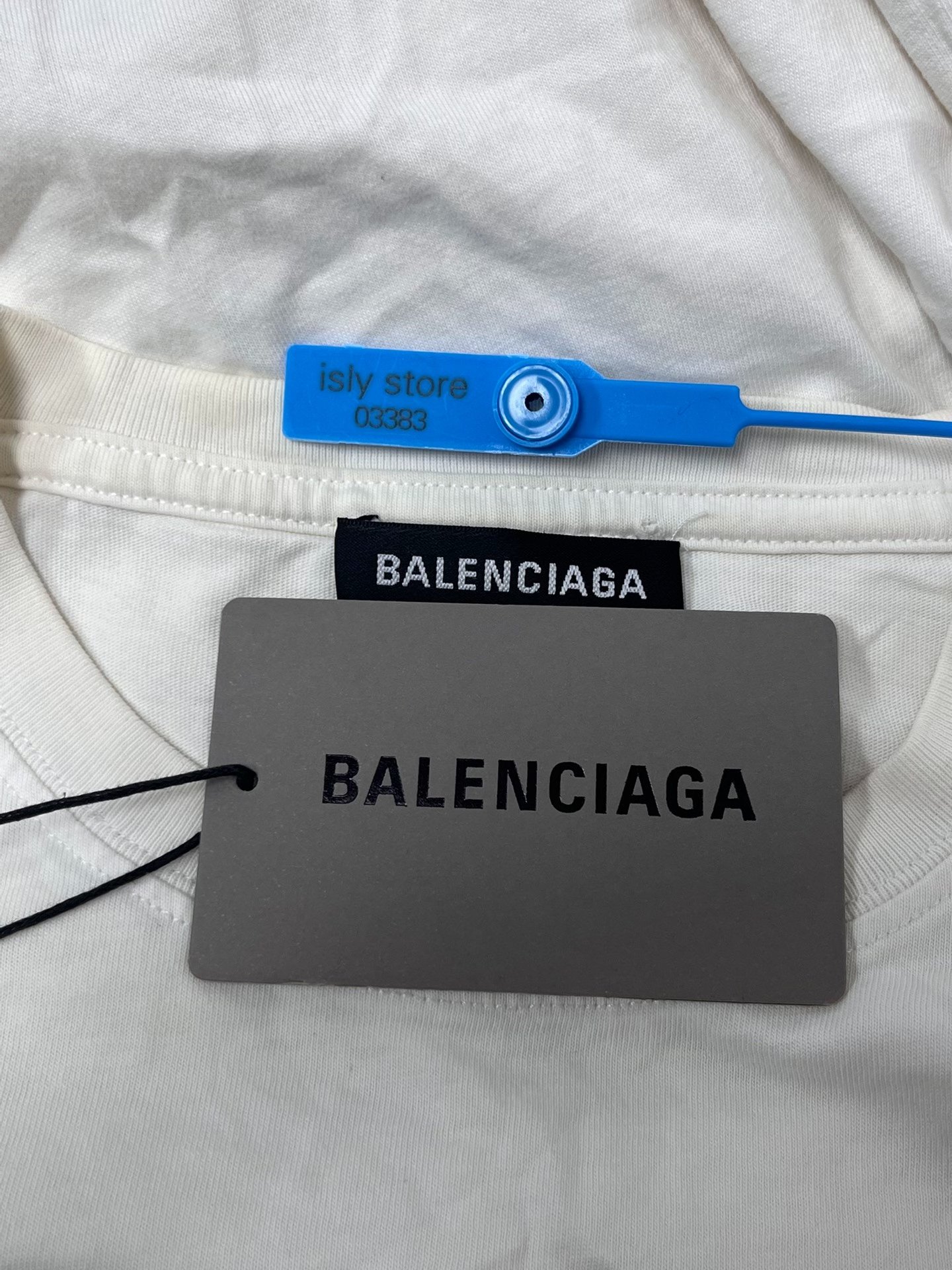 Balenciaga Logo Print Round Neck T-Shirt — label