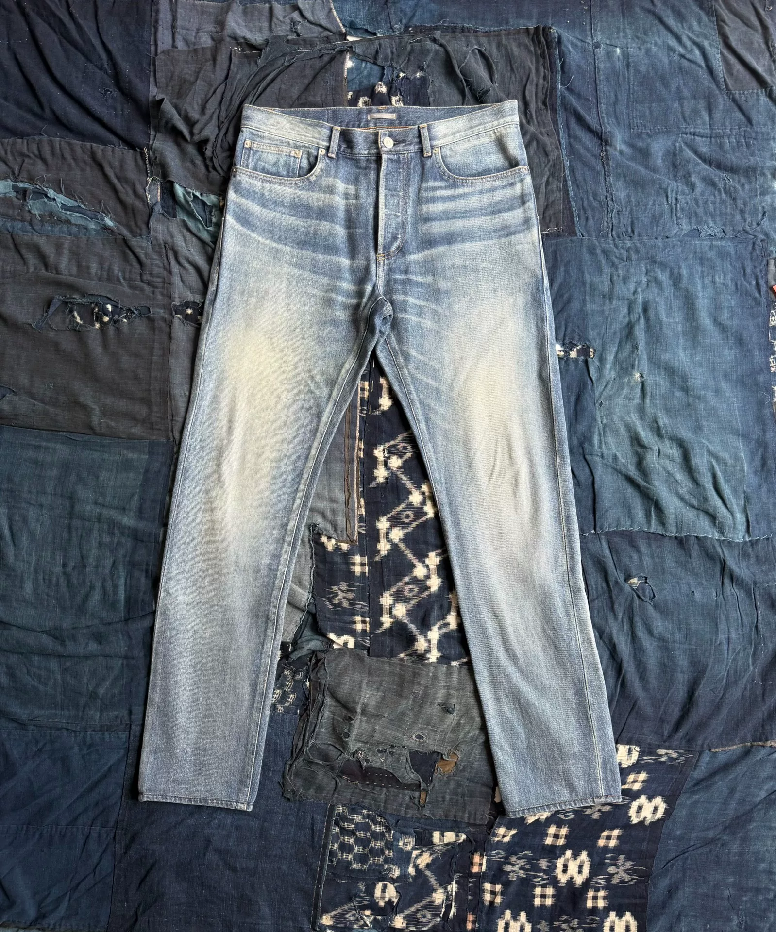 Dior Washed Distressed Straight Jeans