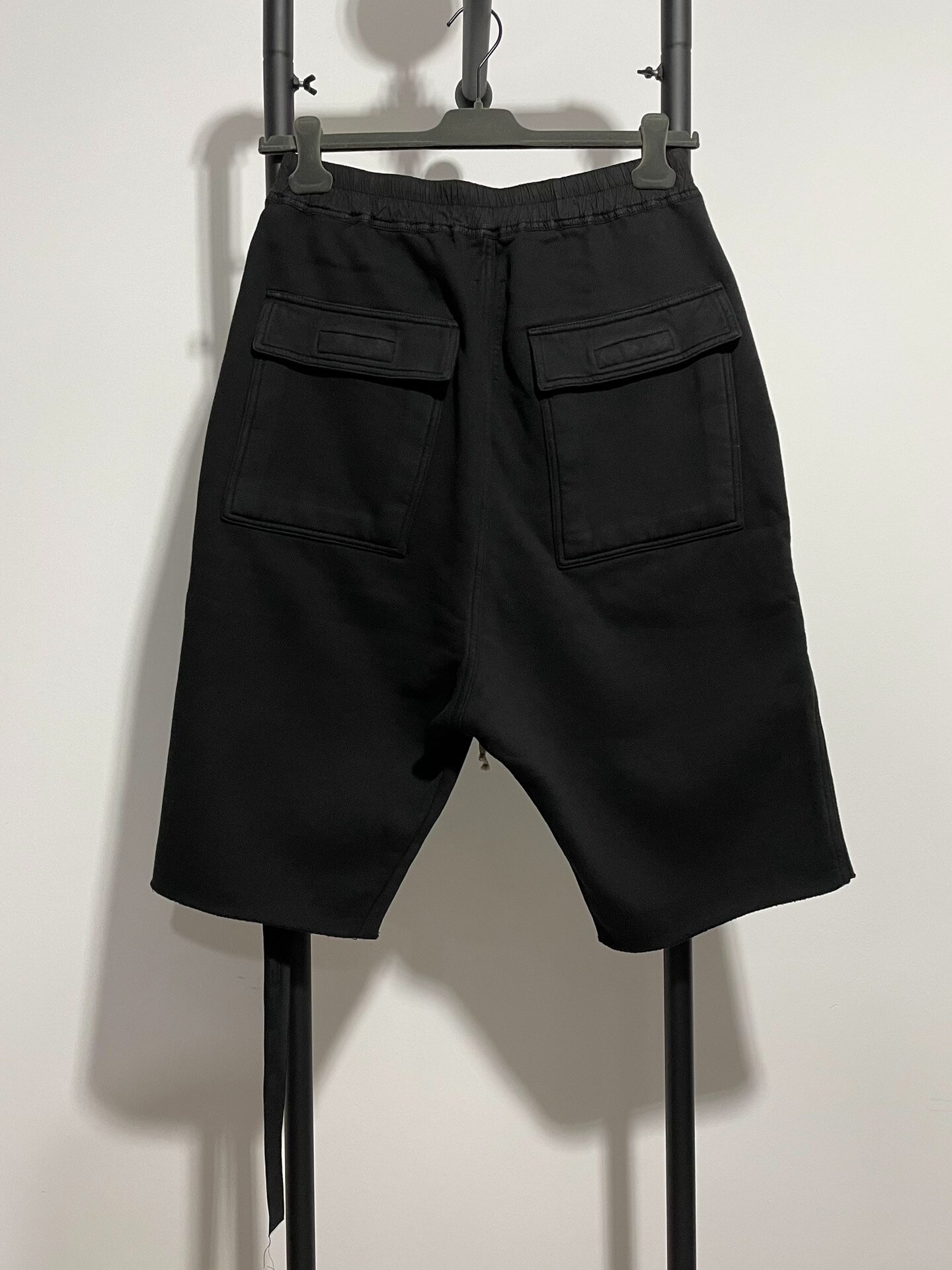 Rick Owens Black Capri Shorts — front