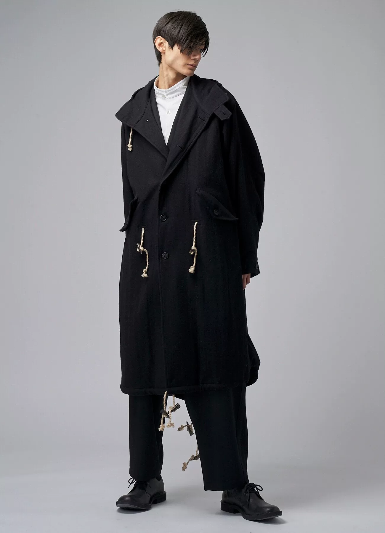 Yohji Yamamoto 23AW Wool Flannel Coat — detail