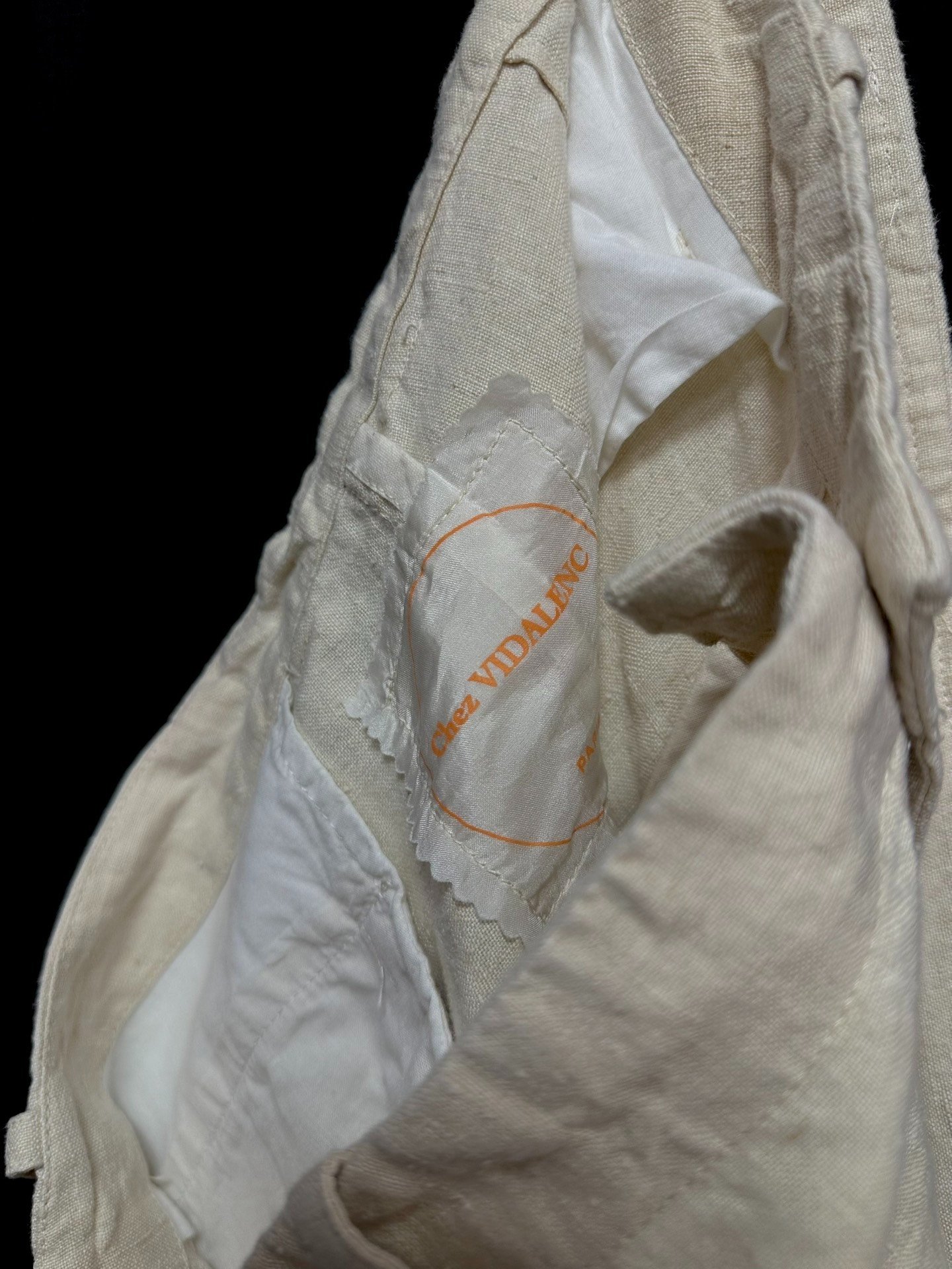 Chez VIDALENC Vintage Linen Paneled Pants — label