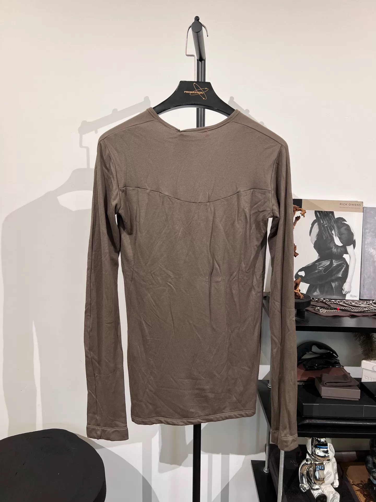 Uniqlo Brown Long-Sleeve V-Neck Top — front