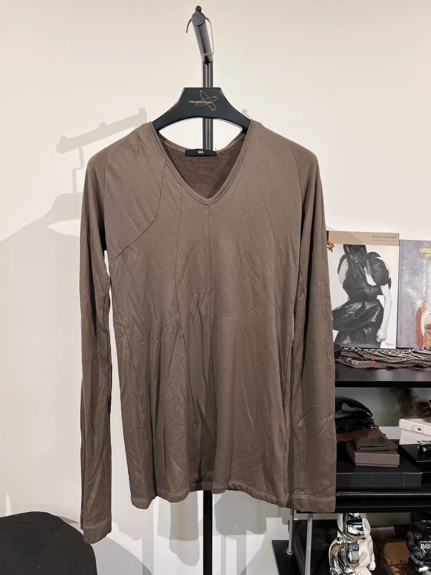 Uniqlo Brown Long-Sleeve V-Neck Top