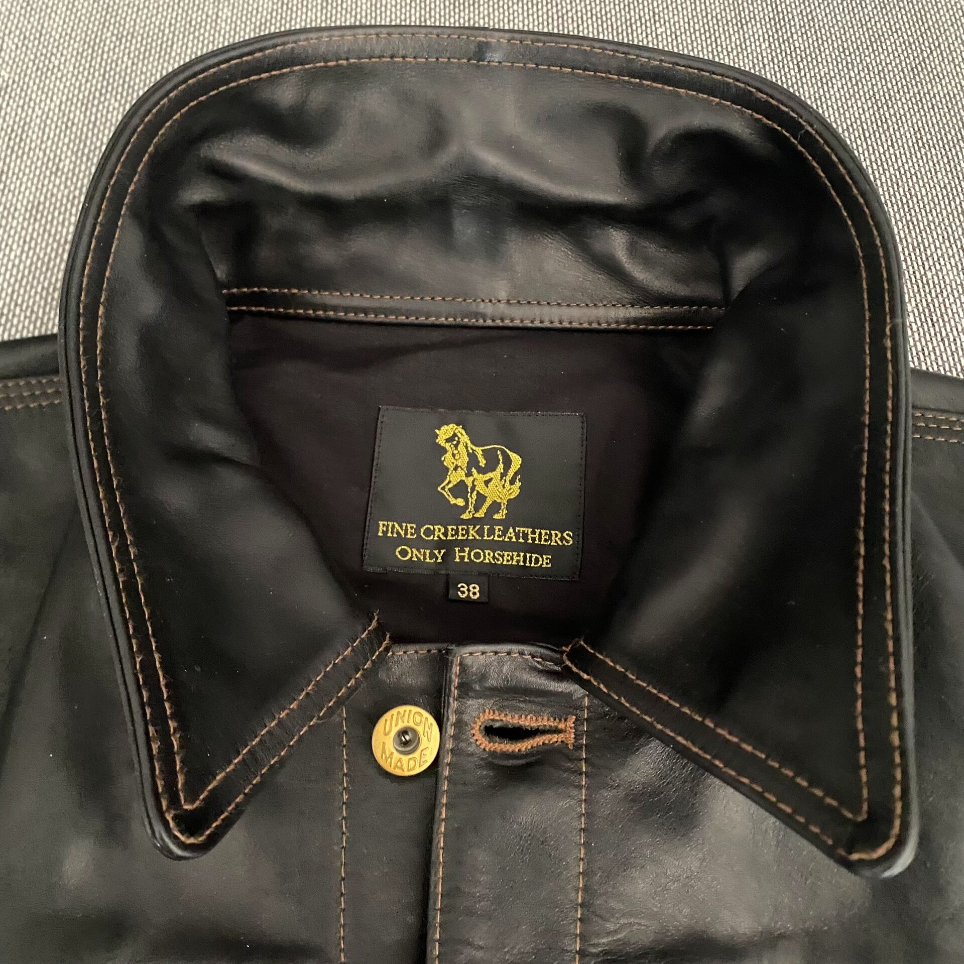 Fine Creek Leathers Cowboy Horsehide Jacket — detail