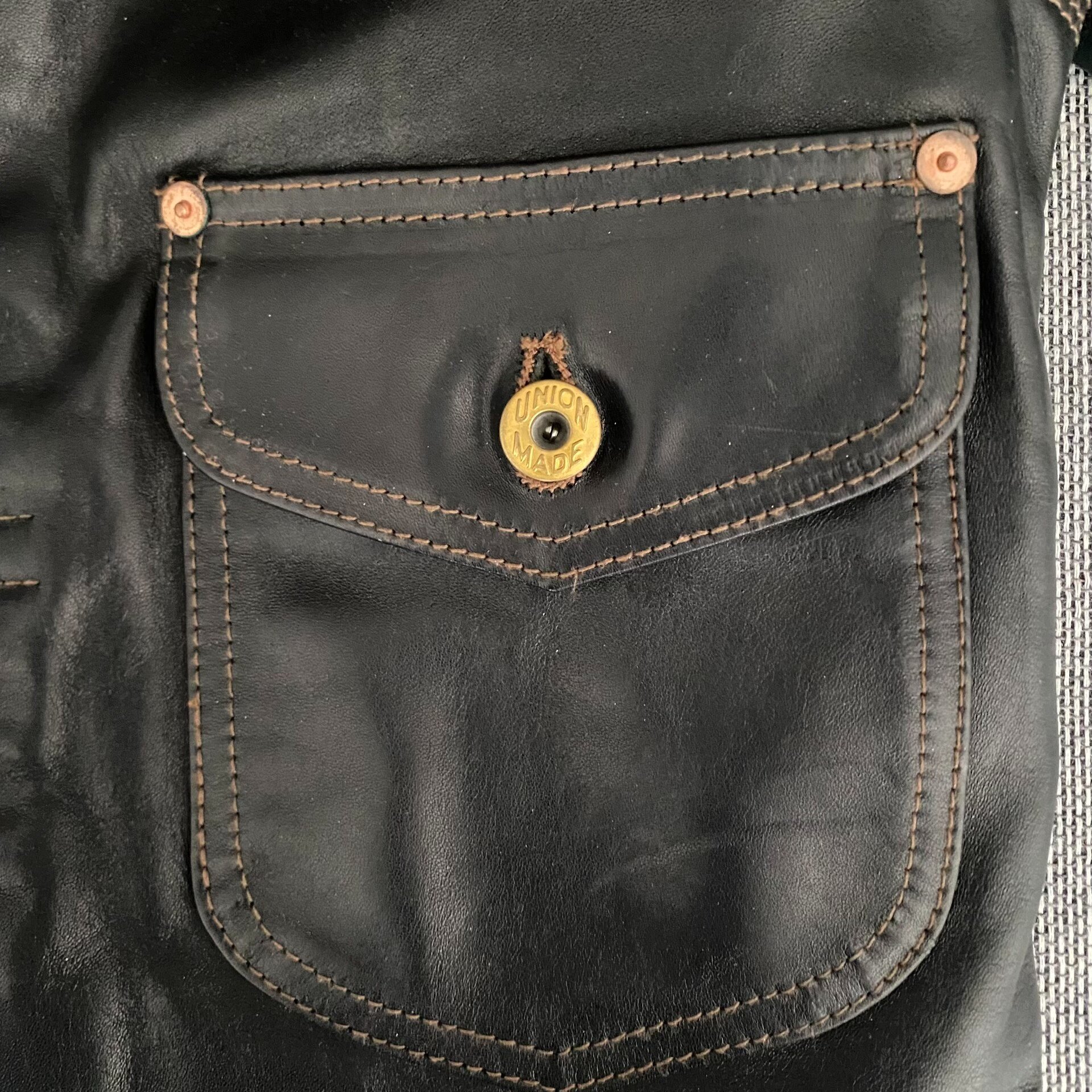 Fine Creek Leathers Cowboy Horsehide Jacket — label