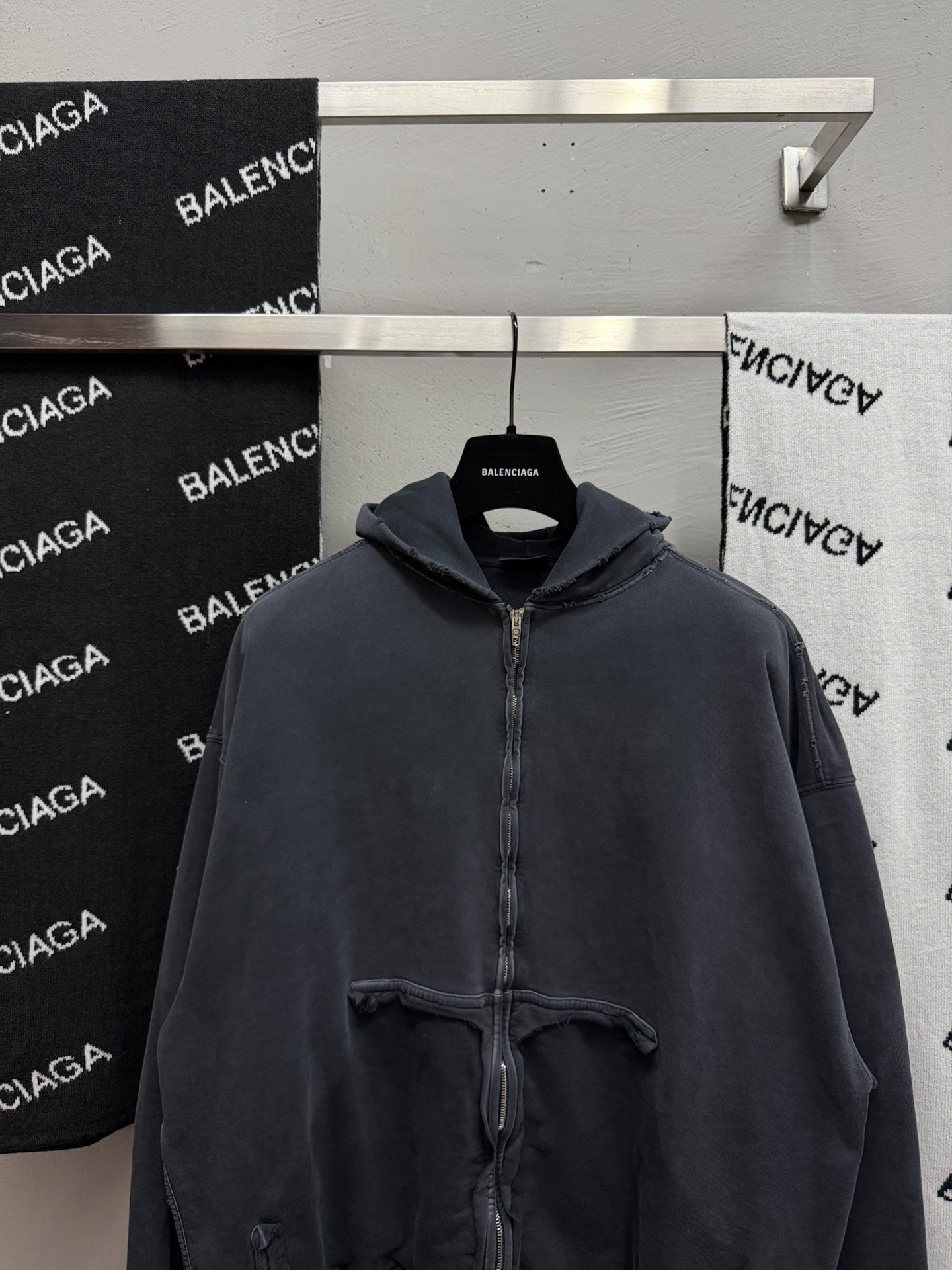 Balenciaga Black Zipper Hoodie L — back