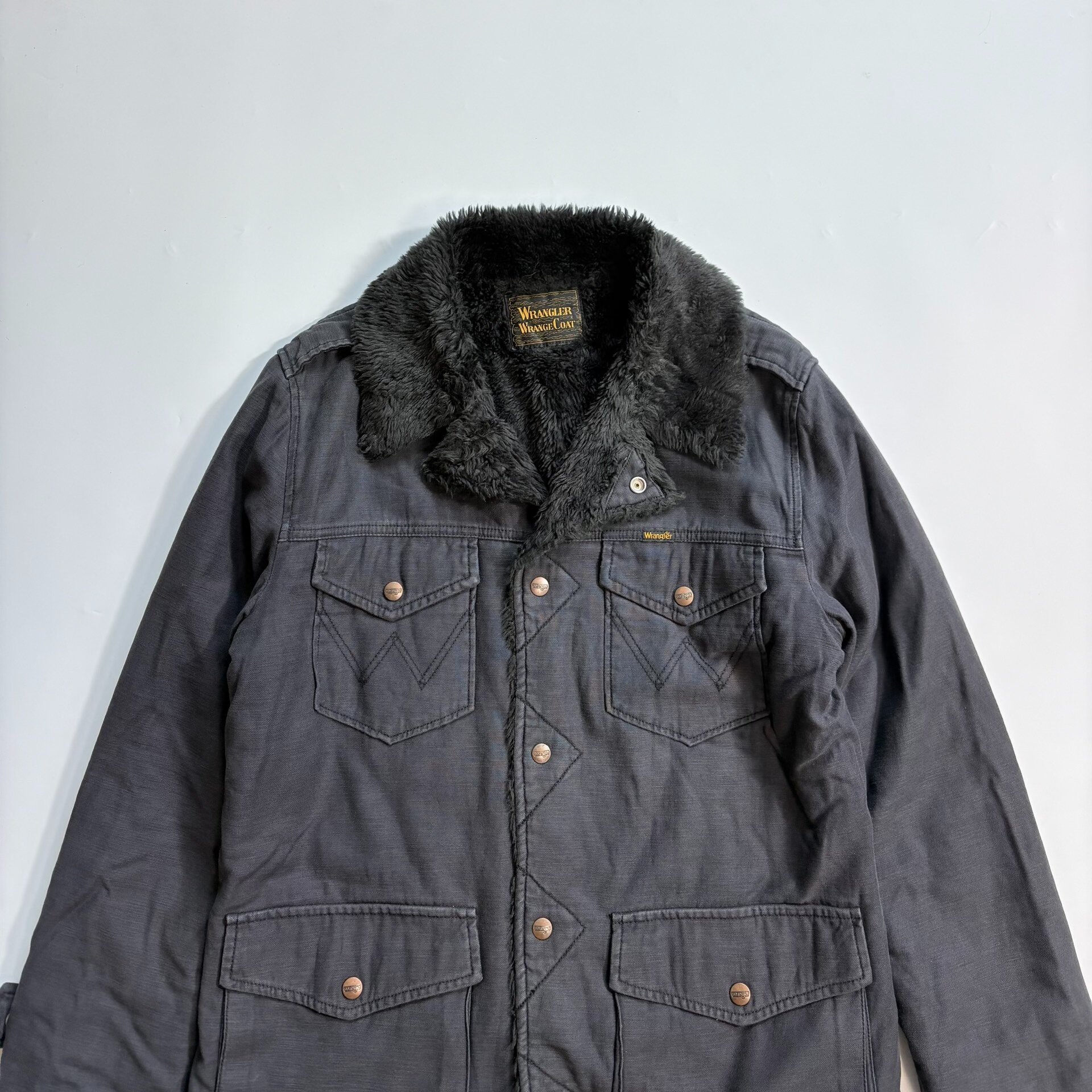 Wrangler Black Fur Collar Coat — front
