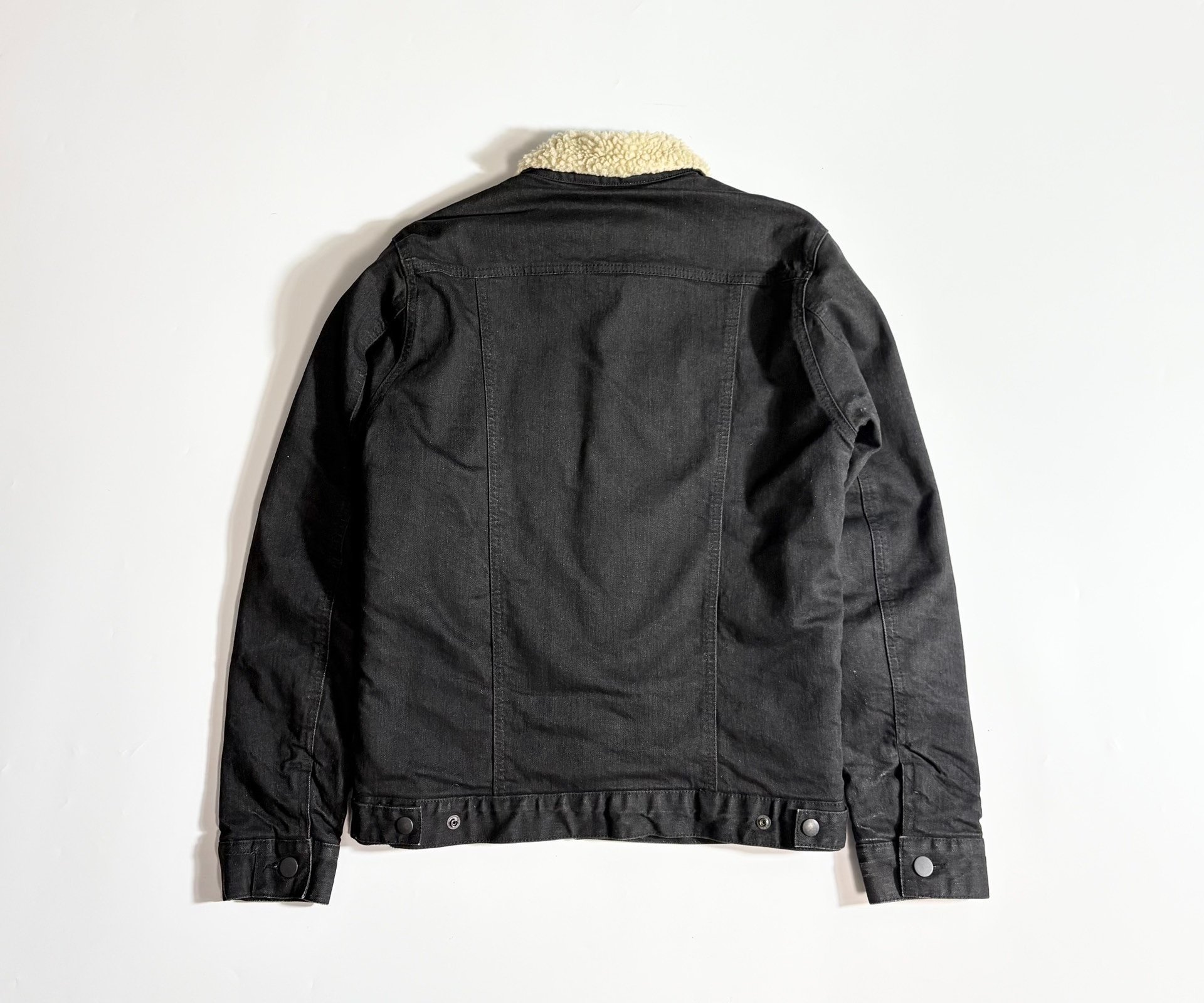 N.Hoolywood Black Denim Lamb Fleece Jacket — detail