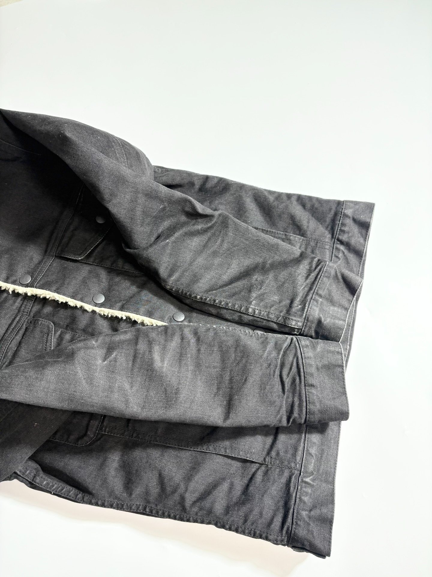 N.Hoolywood Black Denim Lamb Fleece Jacket — back