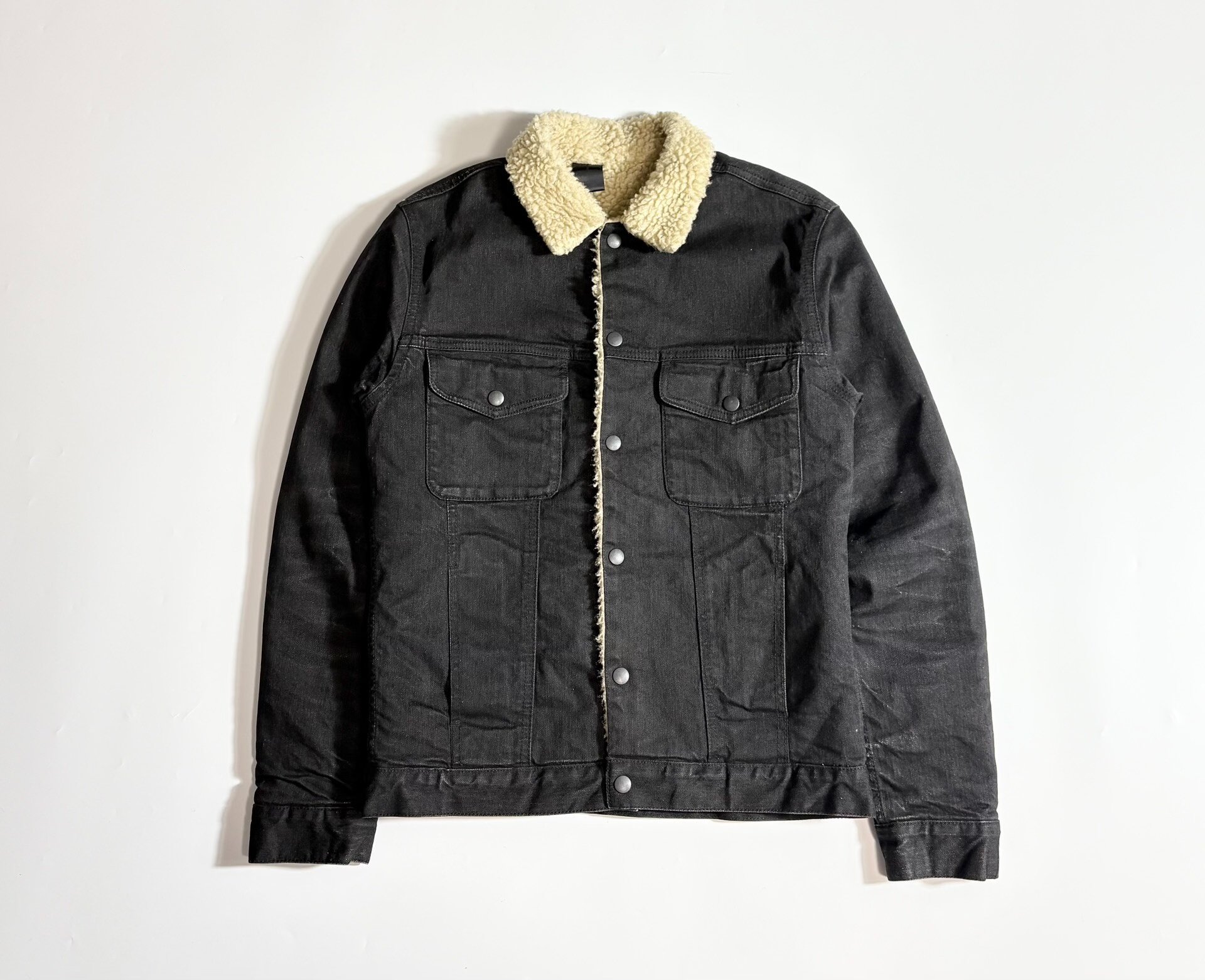 N.Hoolywood Black Denim Lamb Fleece Jacket
