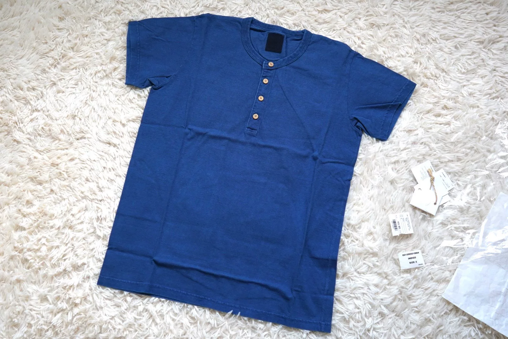 visvim Indigo Short-Sleeve Henley Tee — front