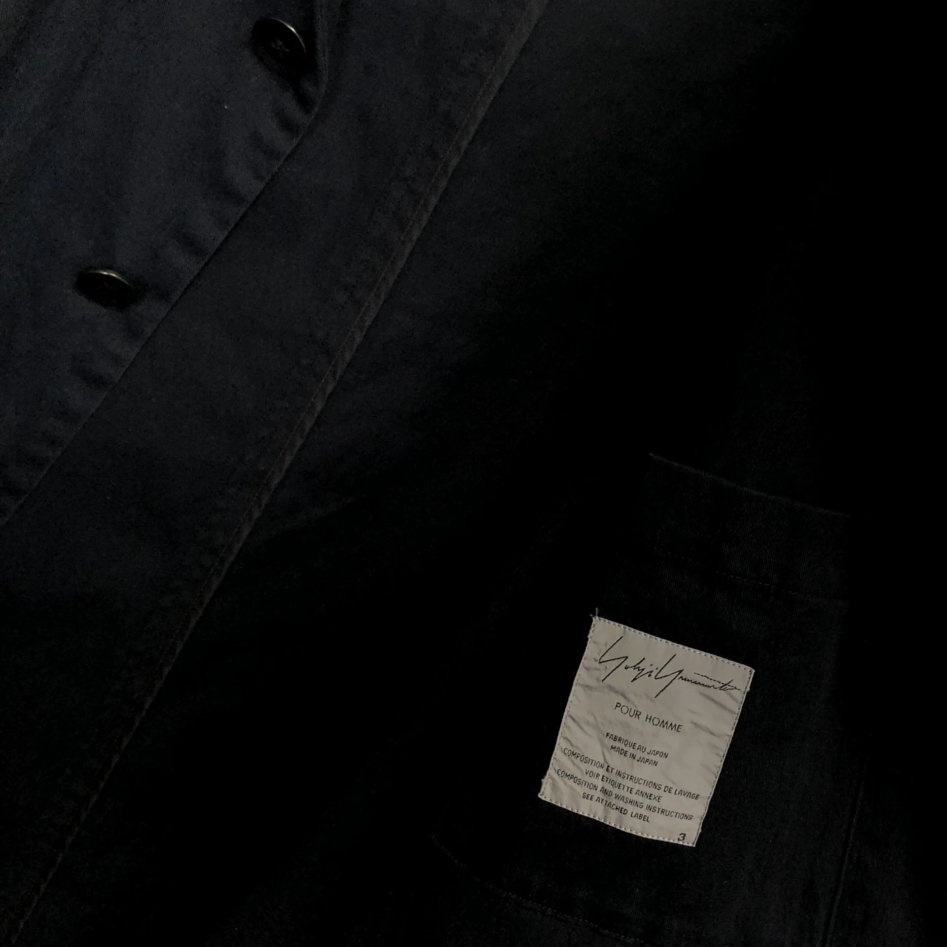 Yohji Yamamoto 2003SS White Trim Coat — label