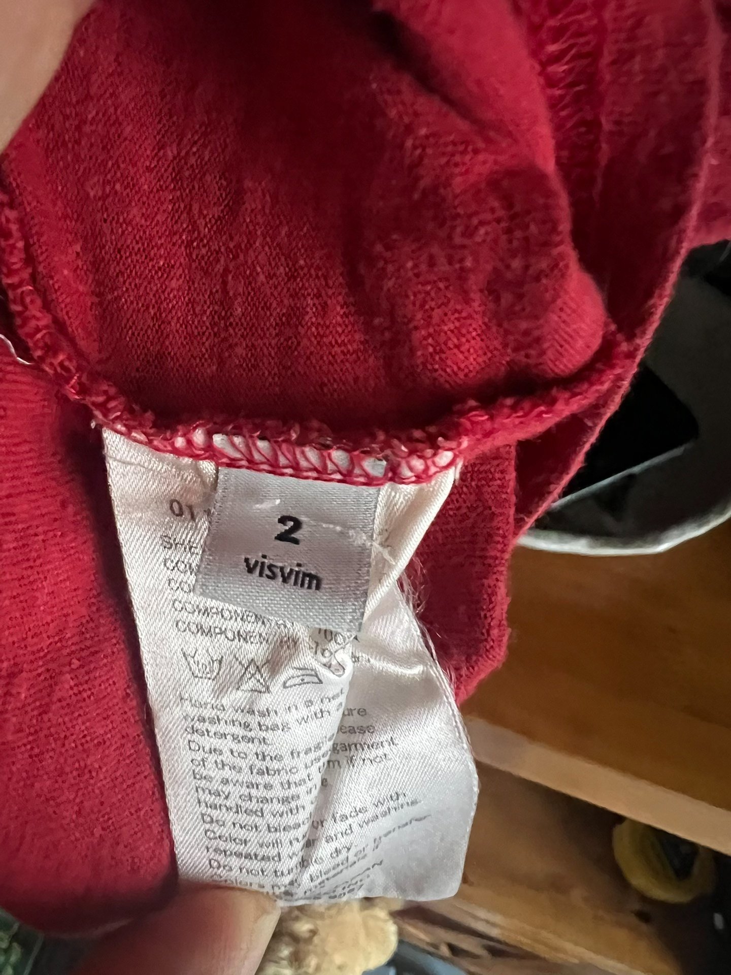 visvim 2014 Red Patchwork Pocket T-shirt — label