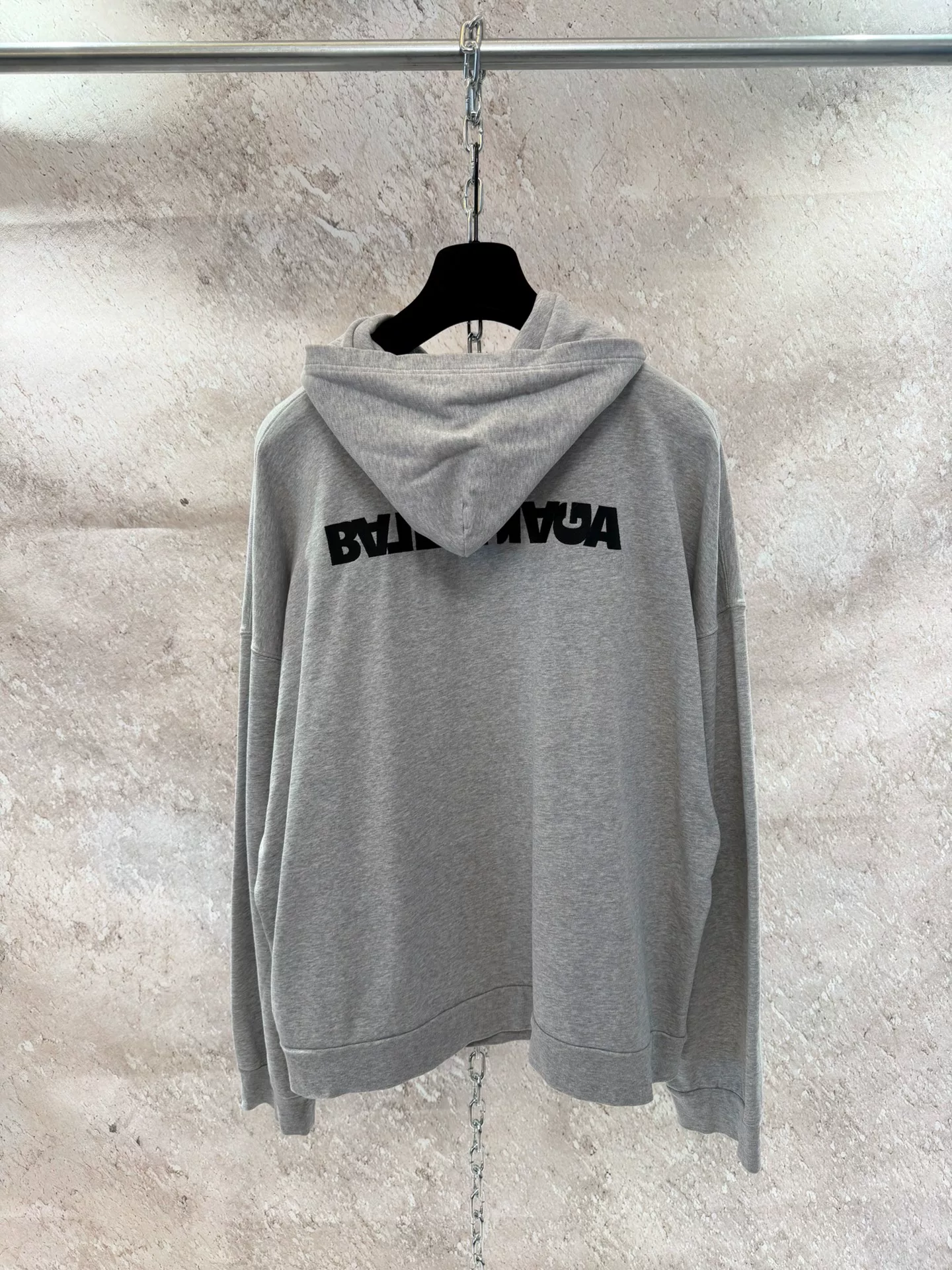 Balenciaga Inverted Logo Gray Hoodie — detail