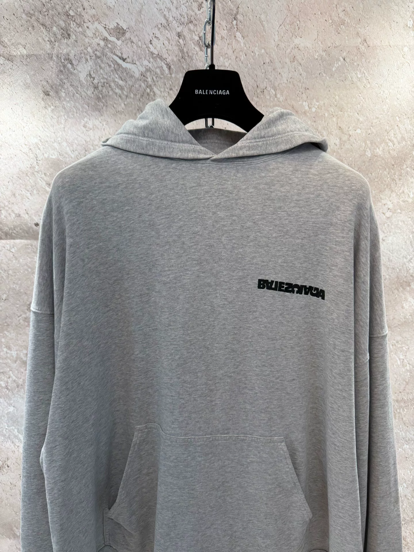 Balenciaga Inverted Logo Gray Hoodie — front