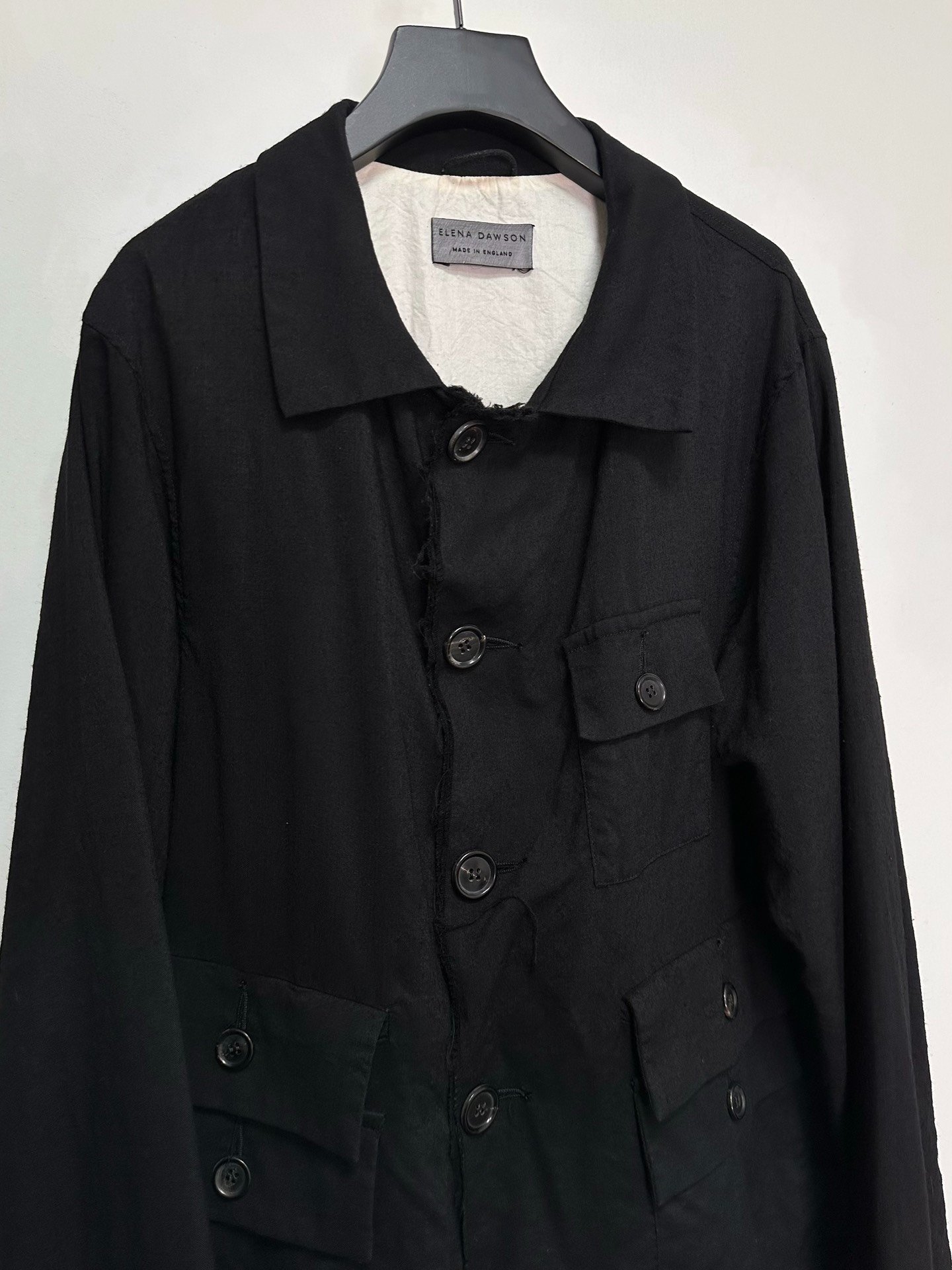 Elena Dawson Four-Button Ripped Jacket — back