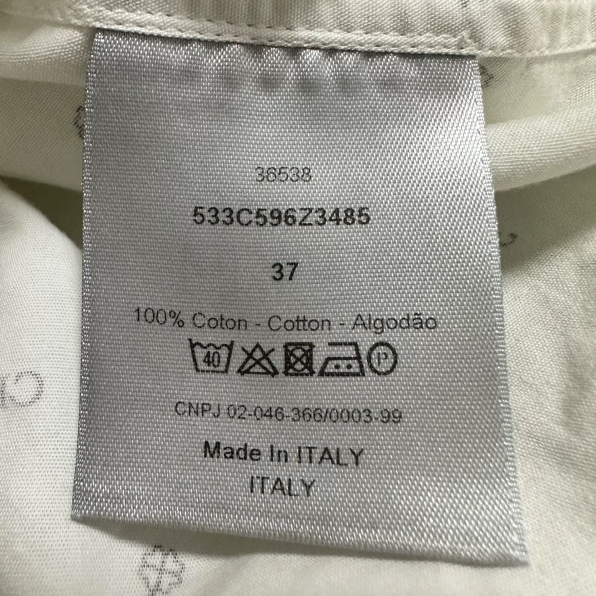Dior White CD Logo All-Over Print Shirt — label