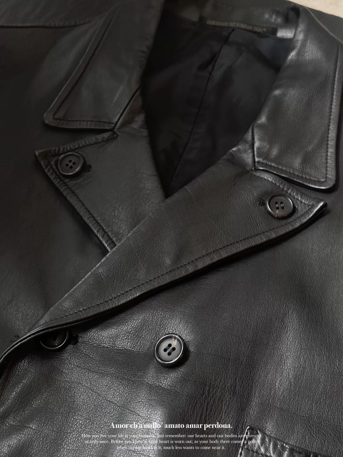 Yohji Yamamoto 1997AW Crescent Sleeve Leather Jacket — label